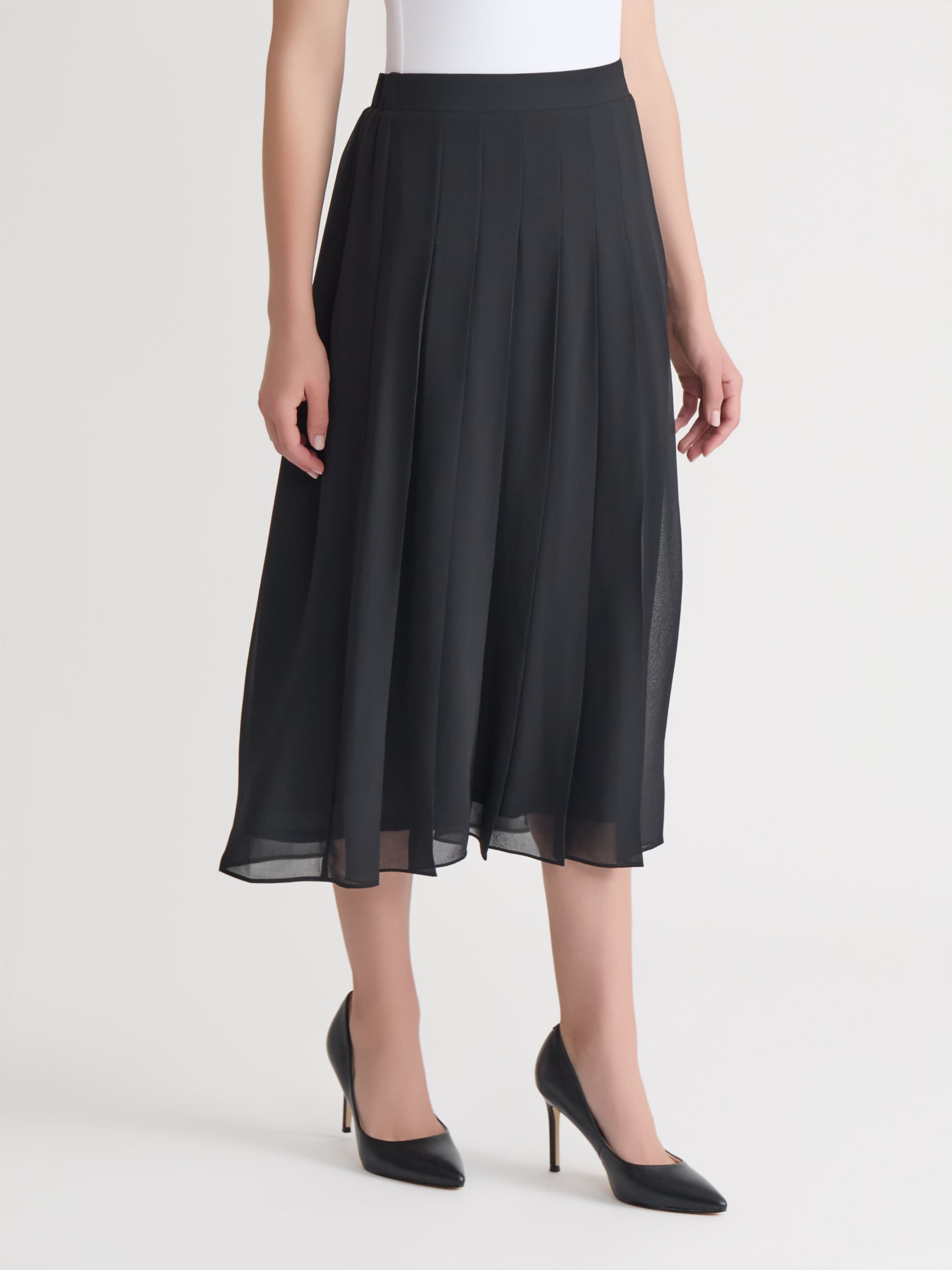 Petite Chiffon Pull On Pleated Skirt