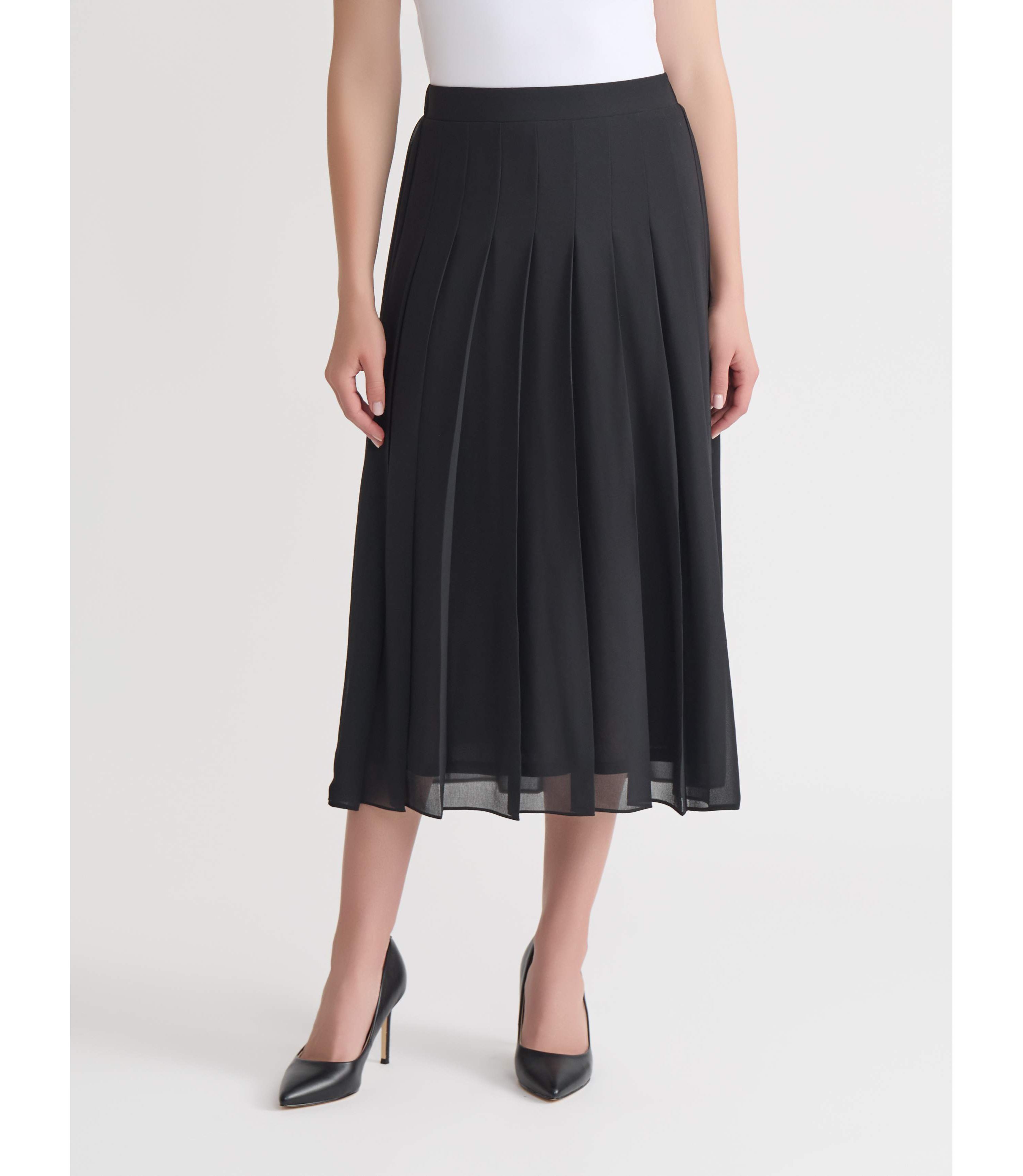 Petite Chiffon Pull On Pleated Skirt