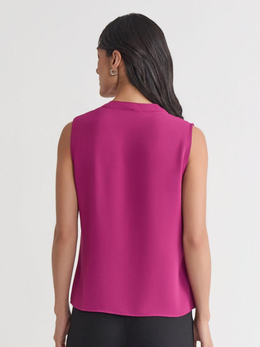 Petite Crepe Sleeveless Ruffle Front Blouse