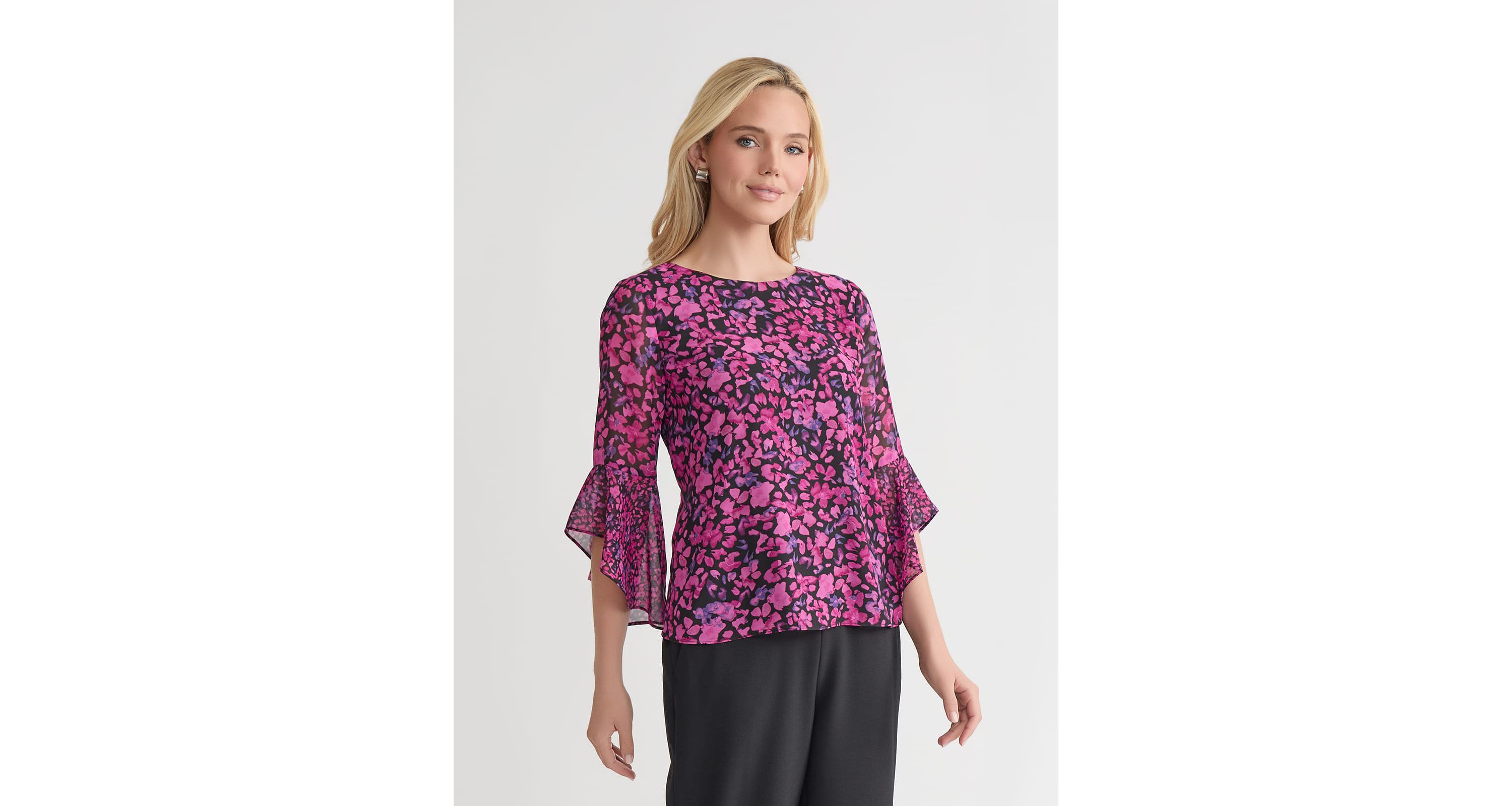 Petite Mini Floral Ruffle Sleeve Blouse