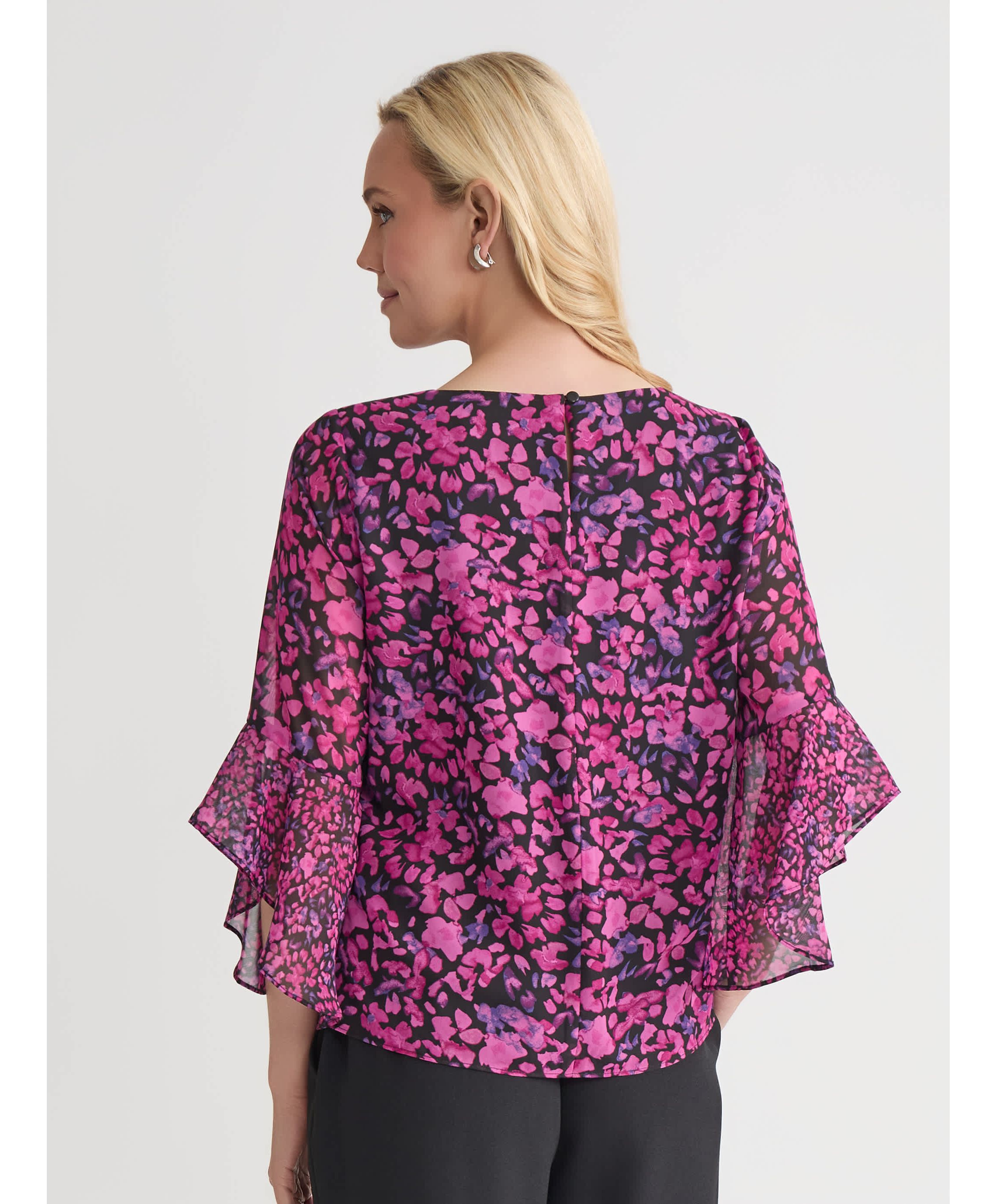 Petite Mini Floral Ruffle Sleeve Blouse