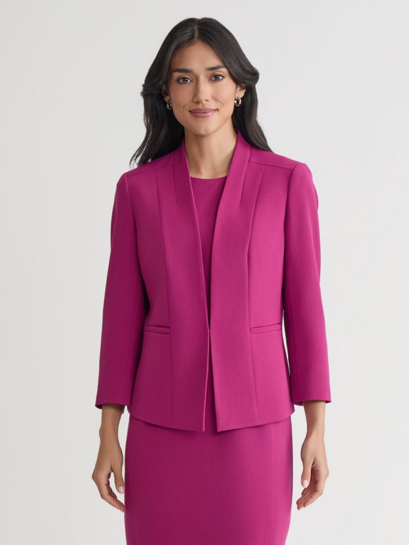 Petite Stretch Crepe Seamed Open Front Jacket