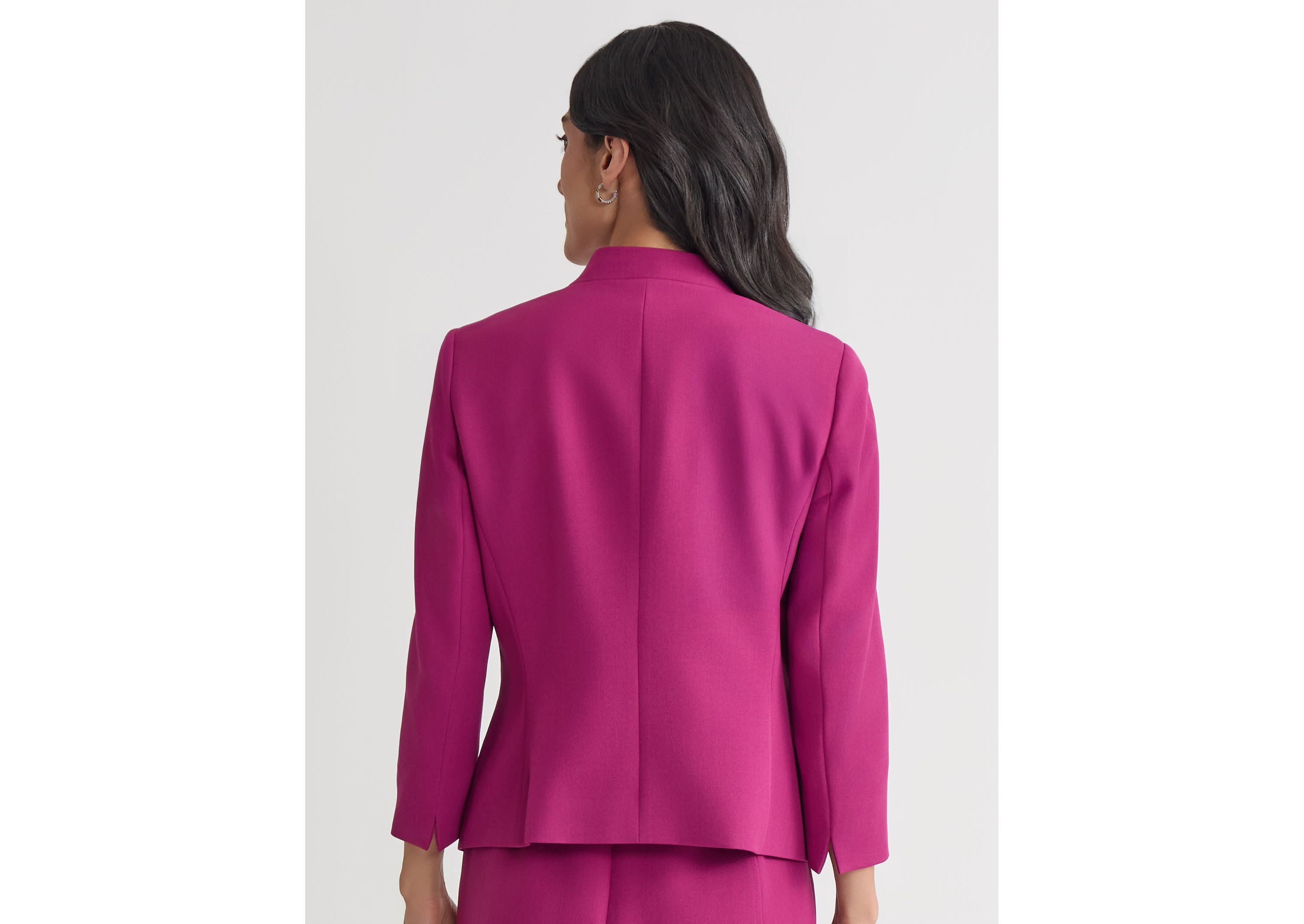 Petite Stretch Crepe Seamed Open Front Jacket