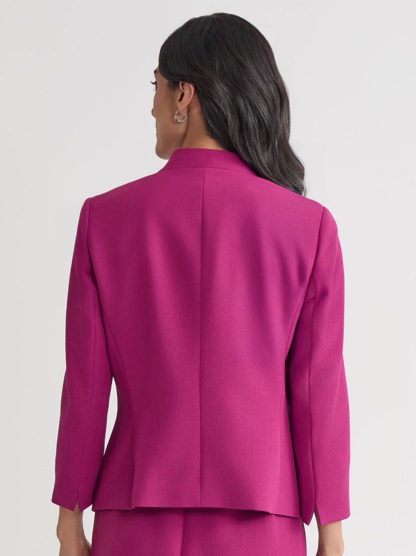 Petite Stretch Crepe Seamed Open Front Jacket