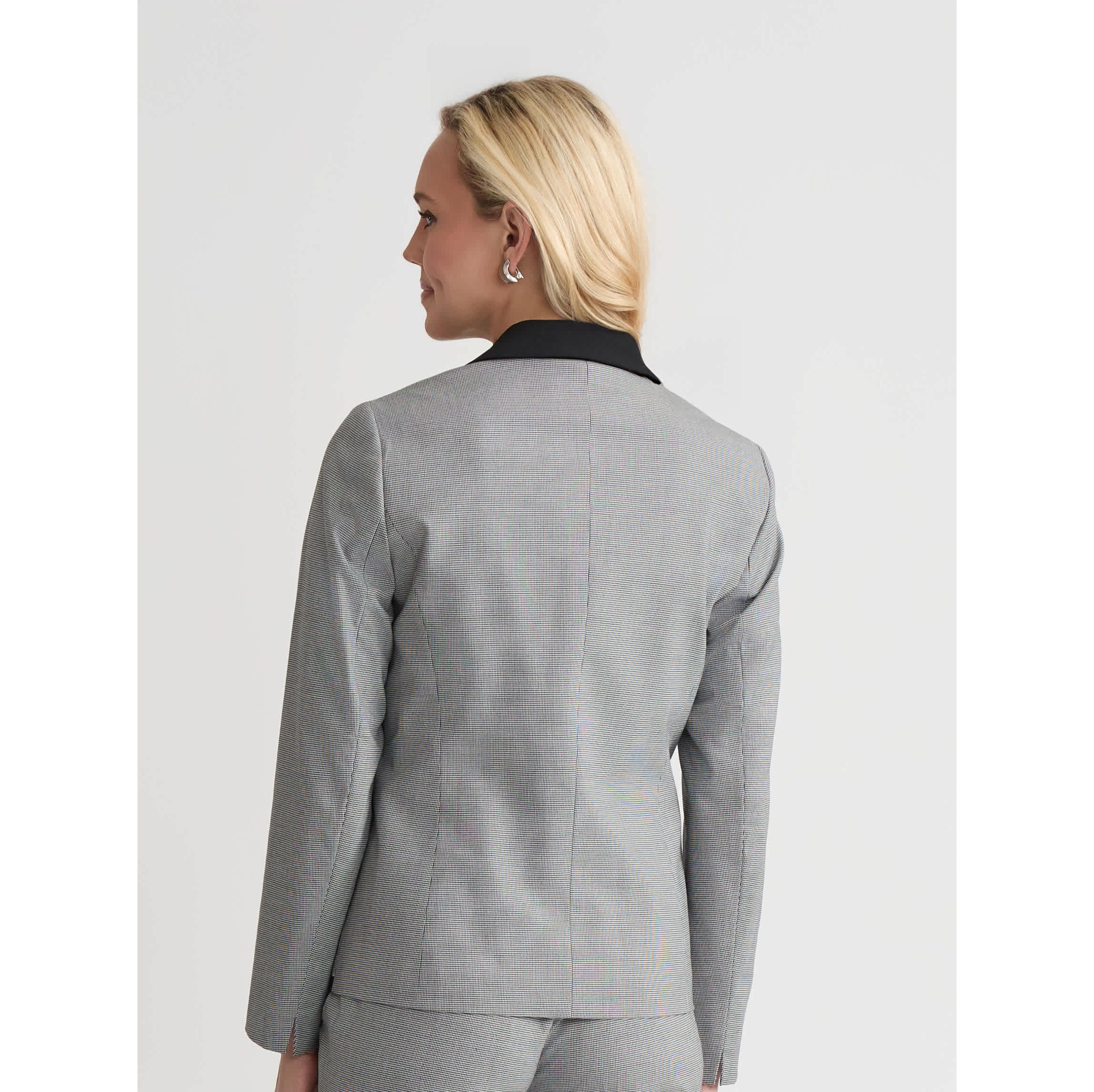 Petite Mini Check One Button Framed Jacket