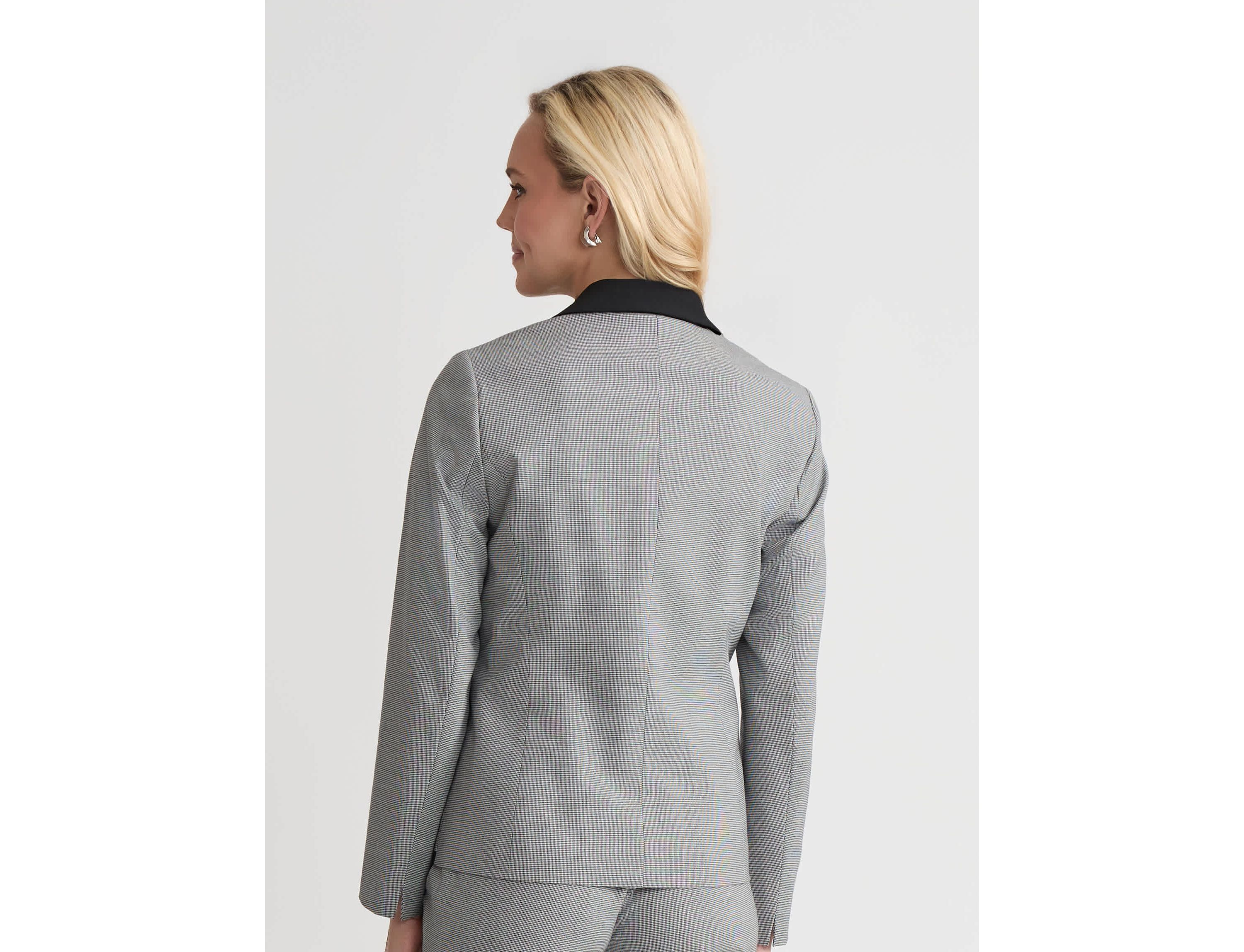 Petite Mini Check One Button Framed Jacket