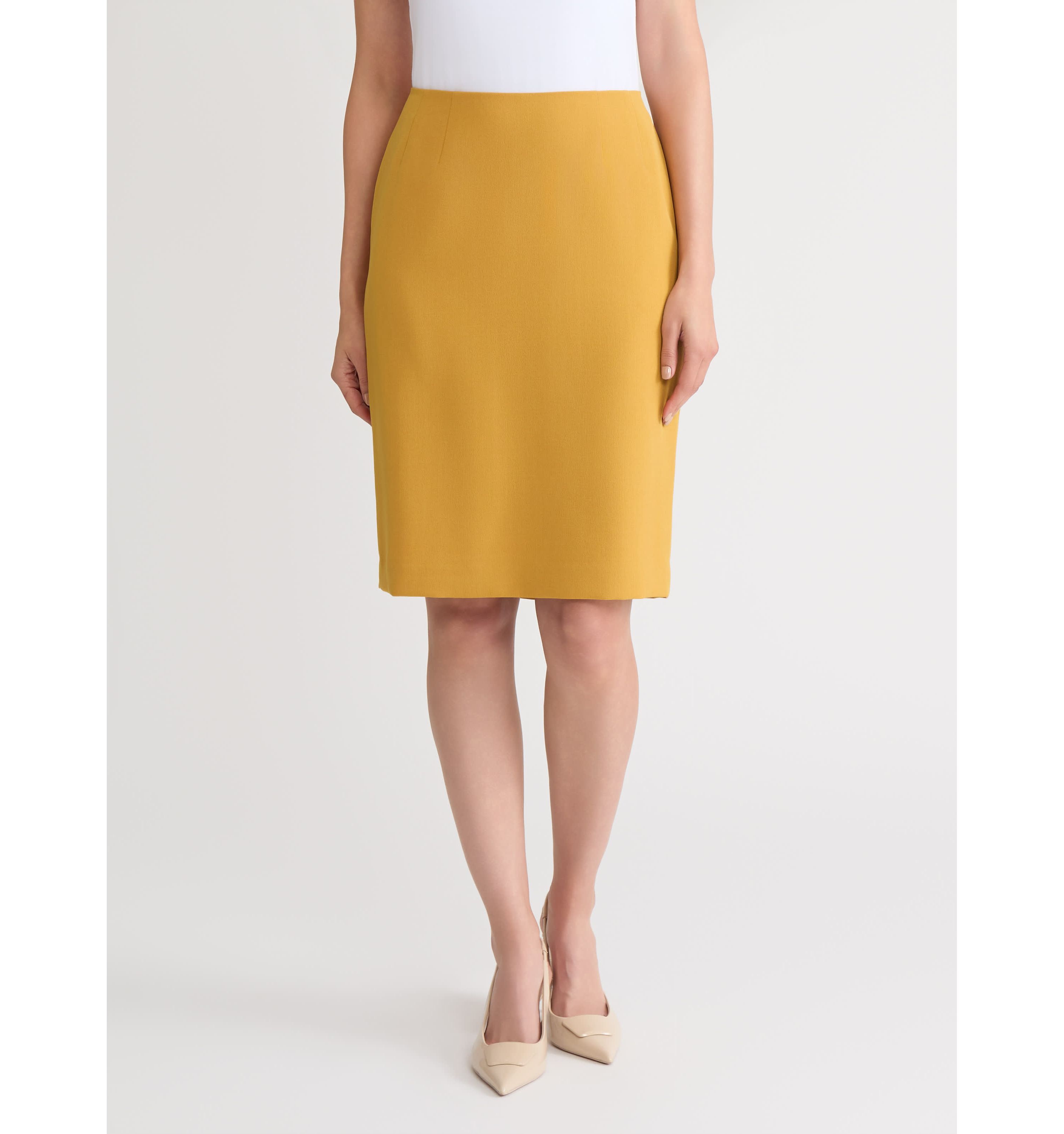 Petite Stretch Crepe Slim Skirt