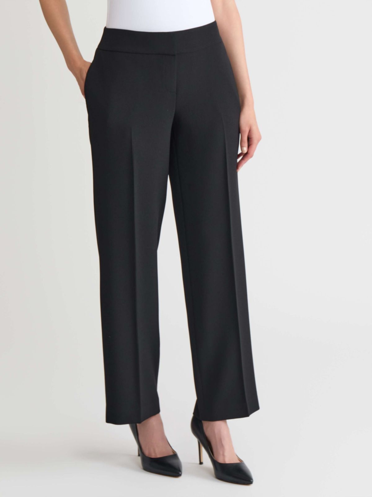 Womens Stretch Crepe Wide Leg Pant