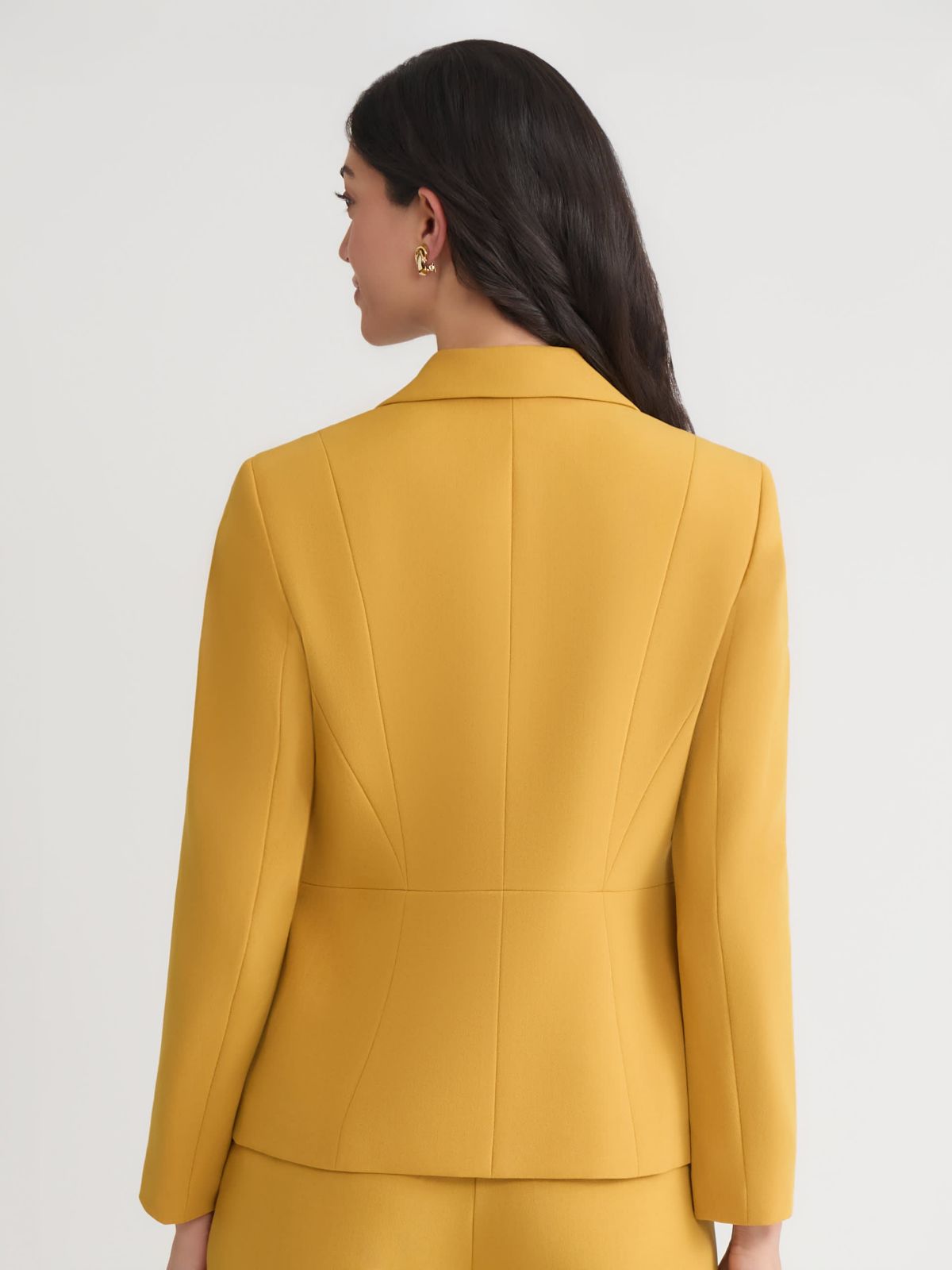 Womens Stretch Crepe One Button Seamed Jacket