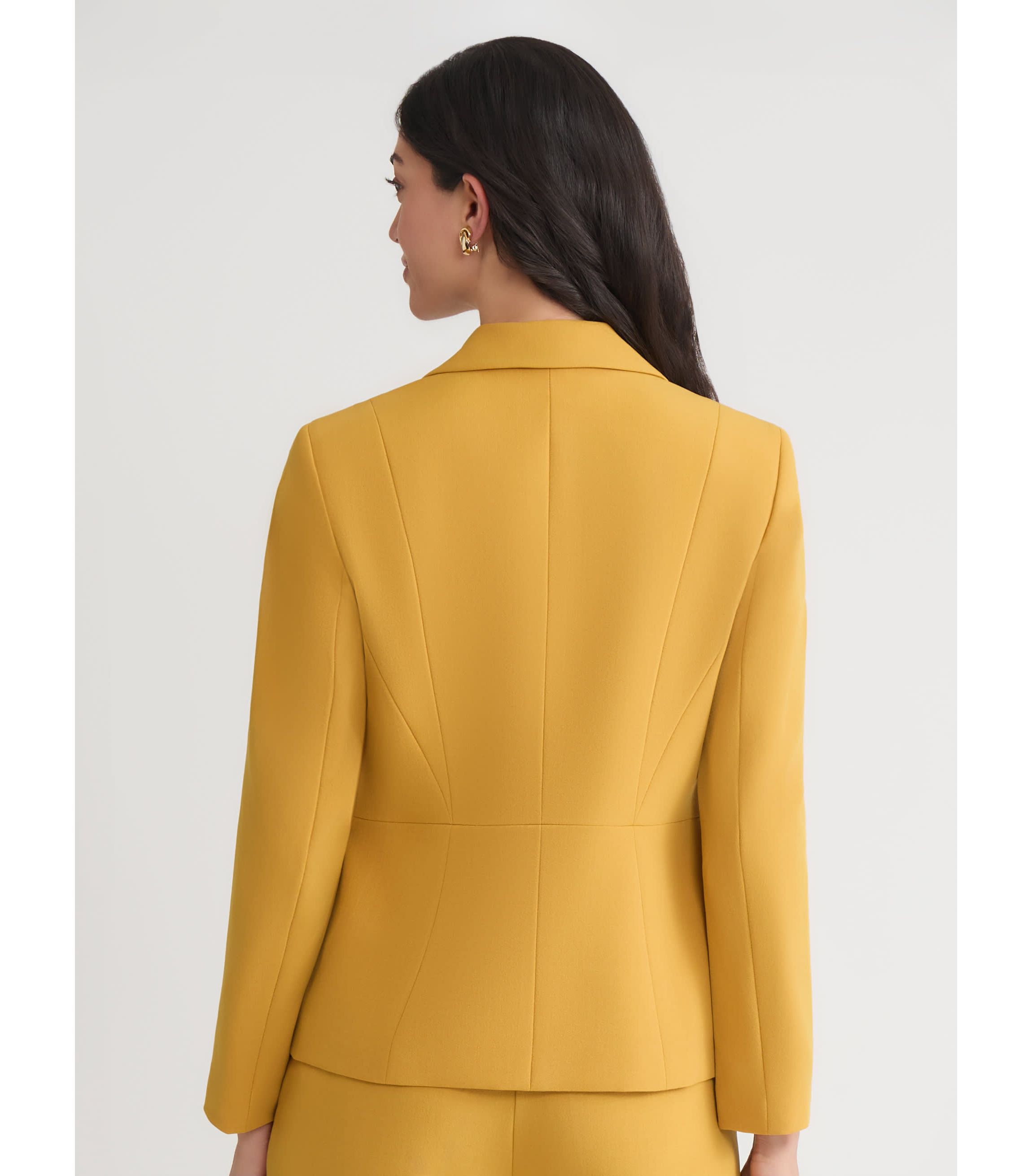 Womens Stretch Crepe One Button Seamed Jacket