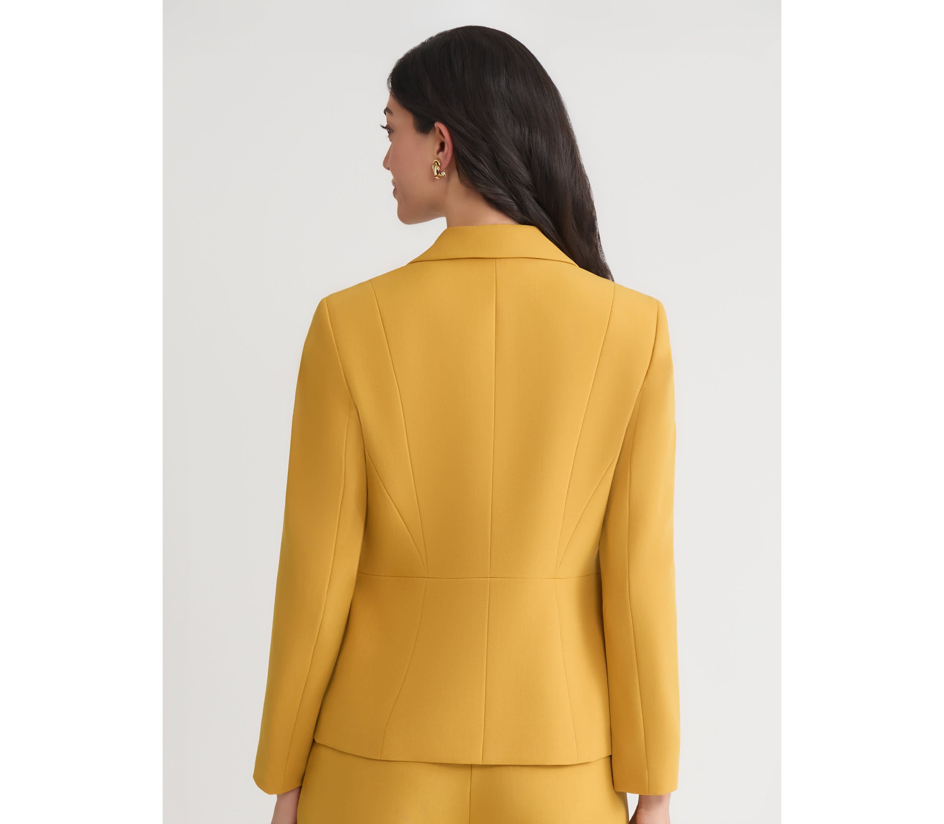 Womens Stretch Crepe One Button Seamed Jacket