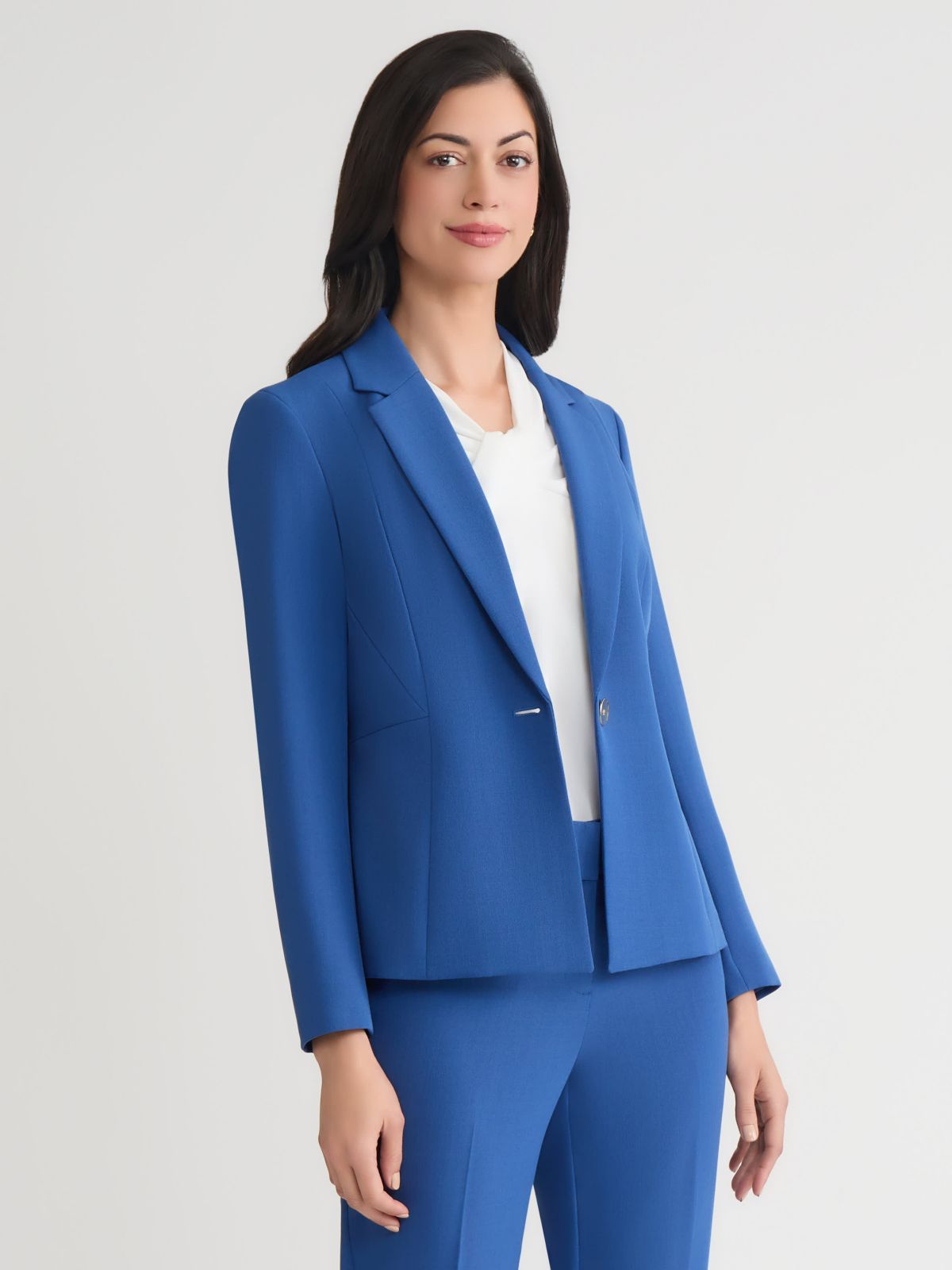 Petite Stretch Crepe One Button Seamed Jacket