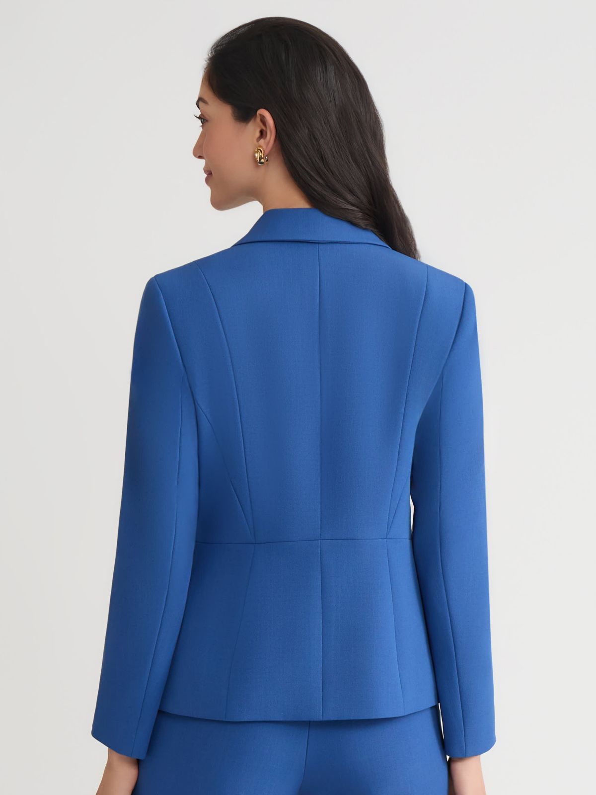 Petite Stretch Crepe One Button Seamed Jacket