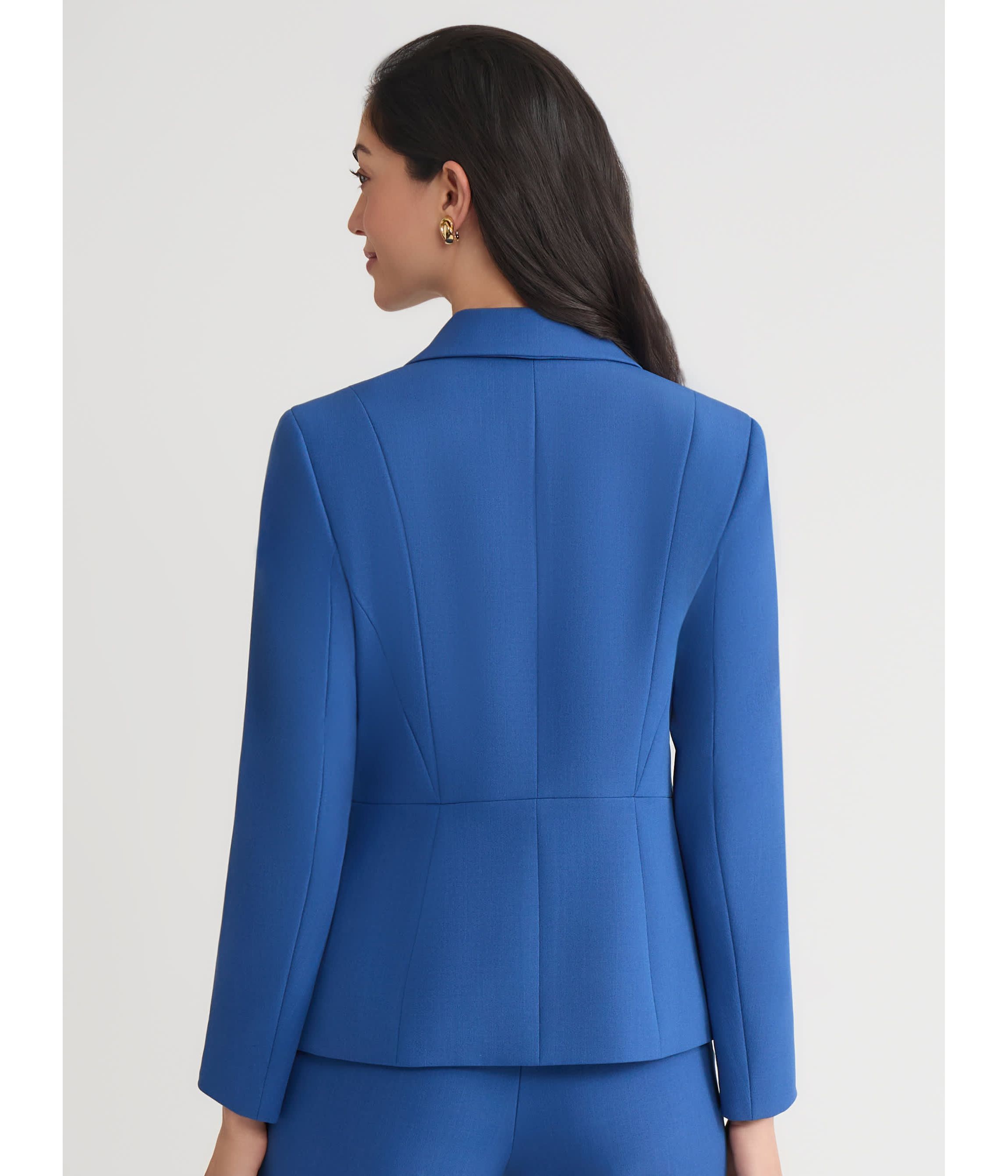 Petite Stretch Crepe One Button Seamed Jacket