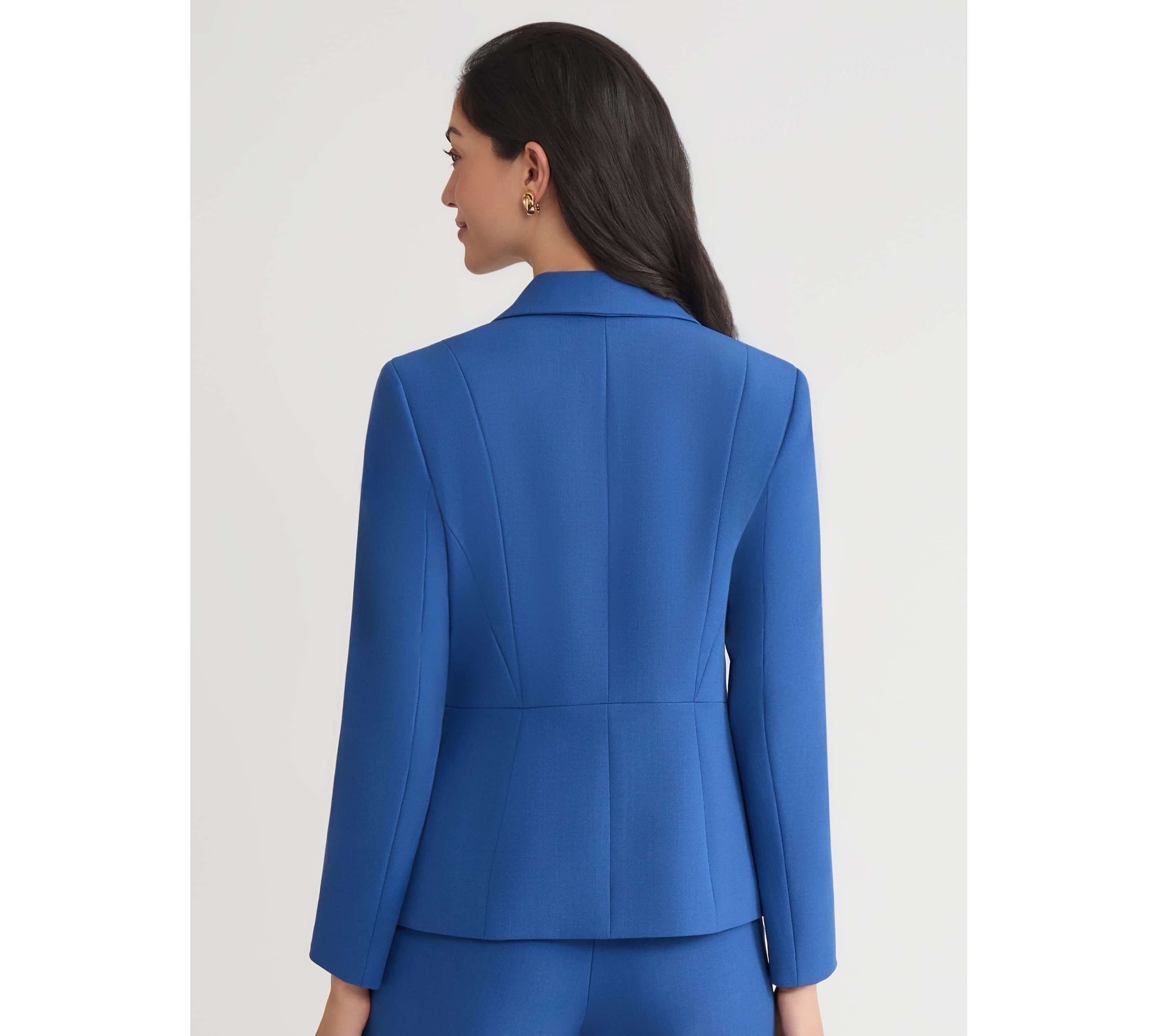Petite Stretch Crepe One Button Seamed Jacket