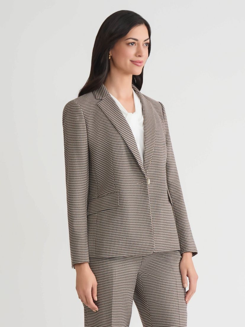 Womens Houndstooth One Button Jacket