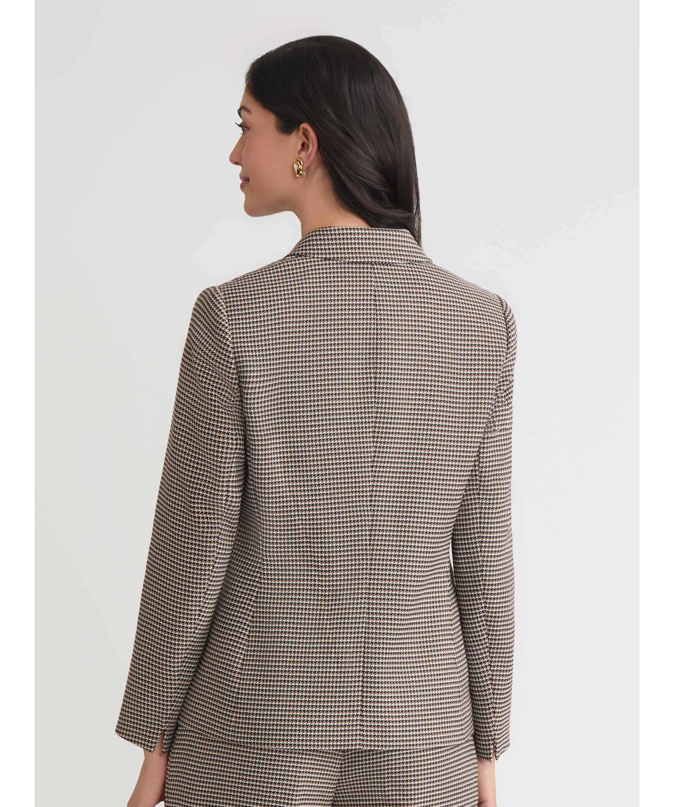 Womens Houndstooth One Button Jacket