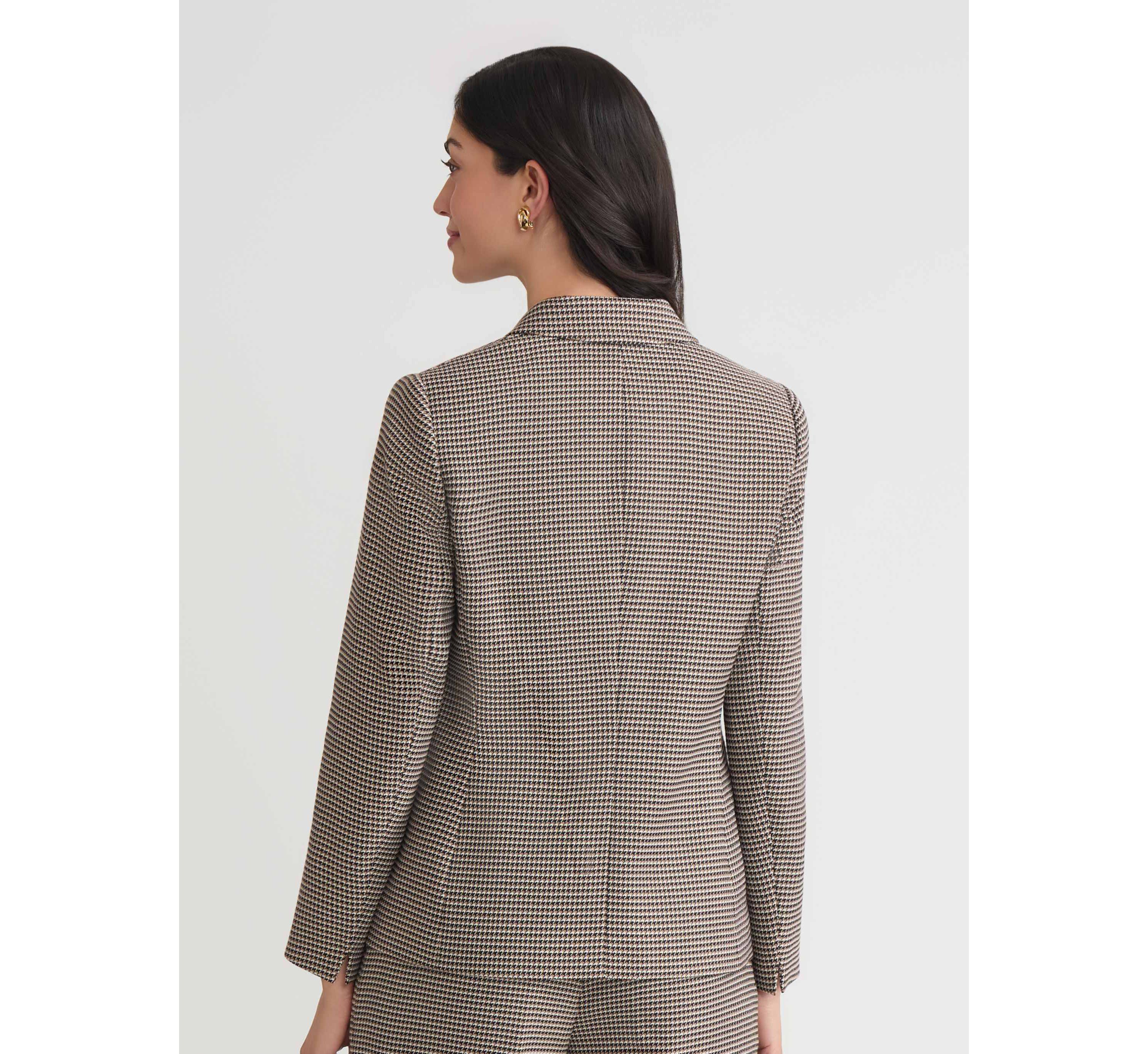 Womens Houndstooth One Button Jacket
