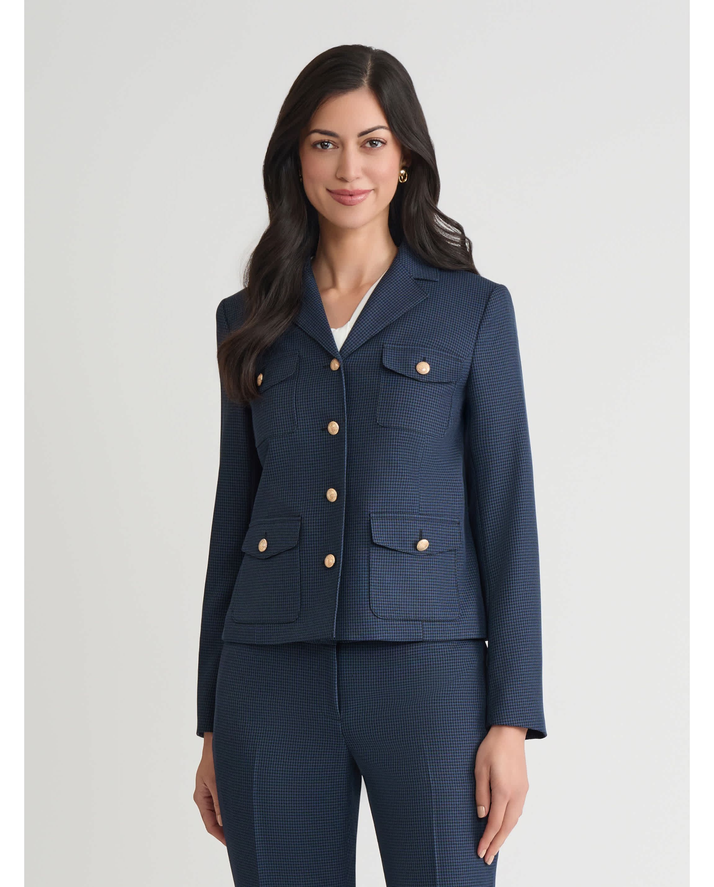 Petite Mini Check Four Pocket Jacket