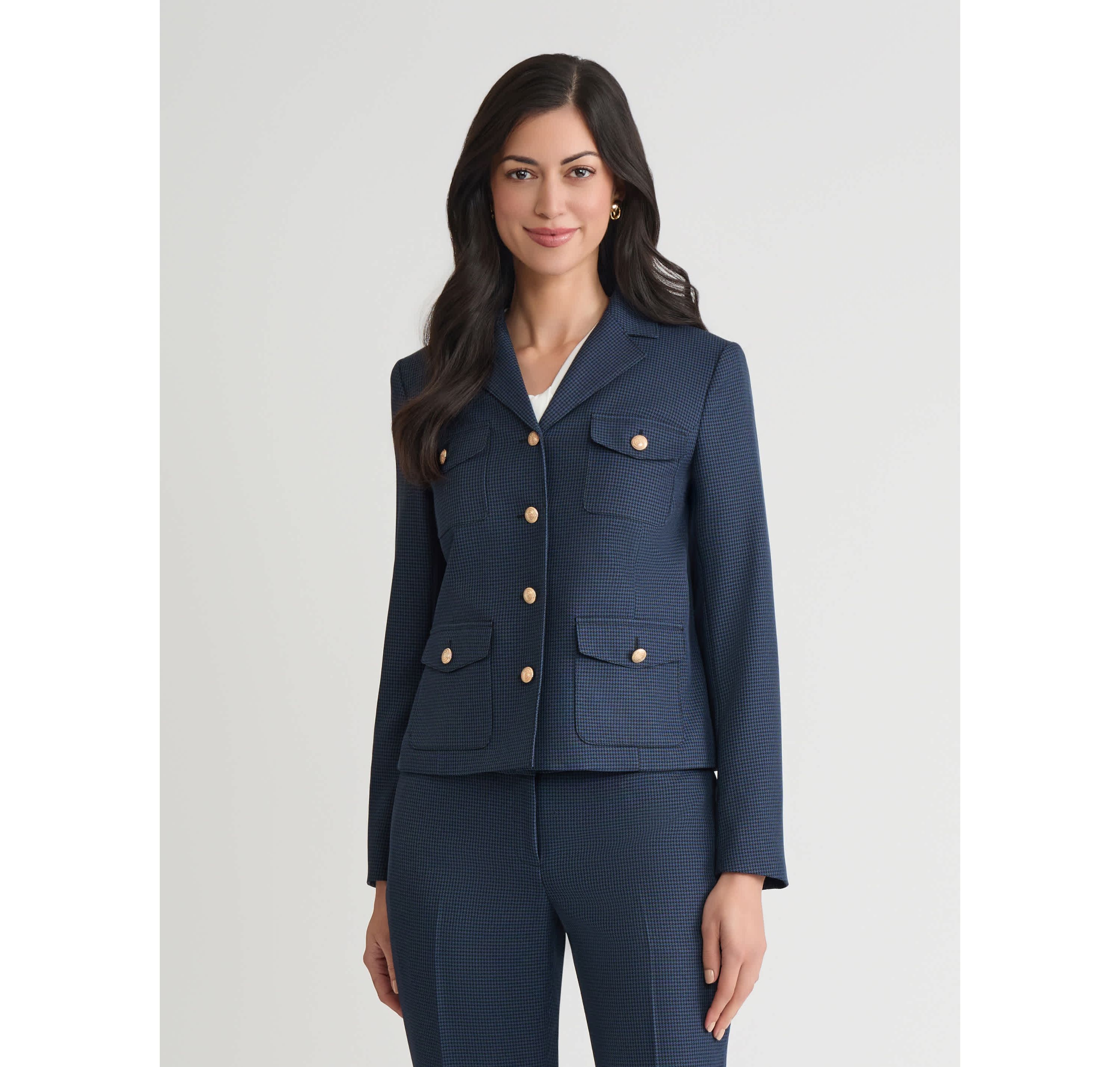 Petite Mini Check Four Pocket Jacket