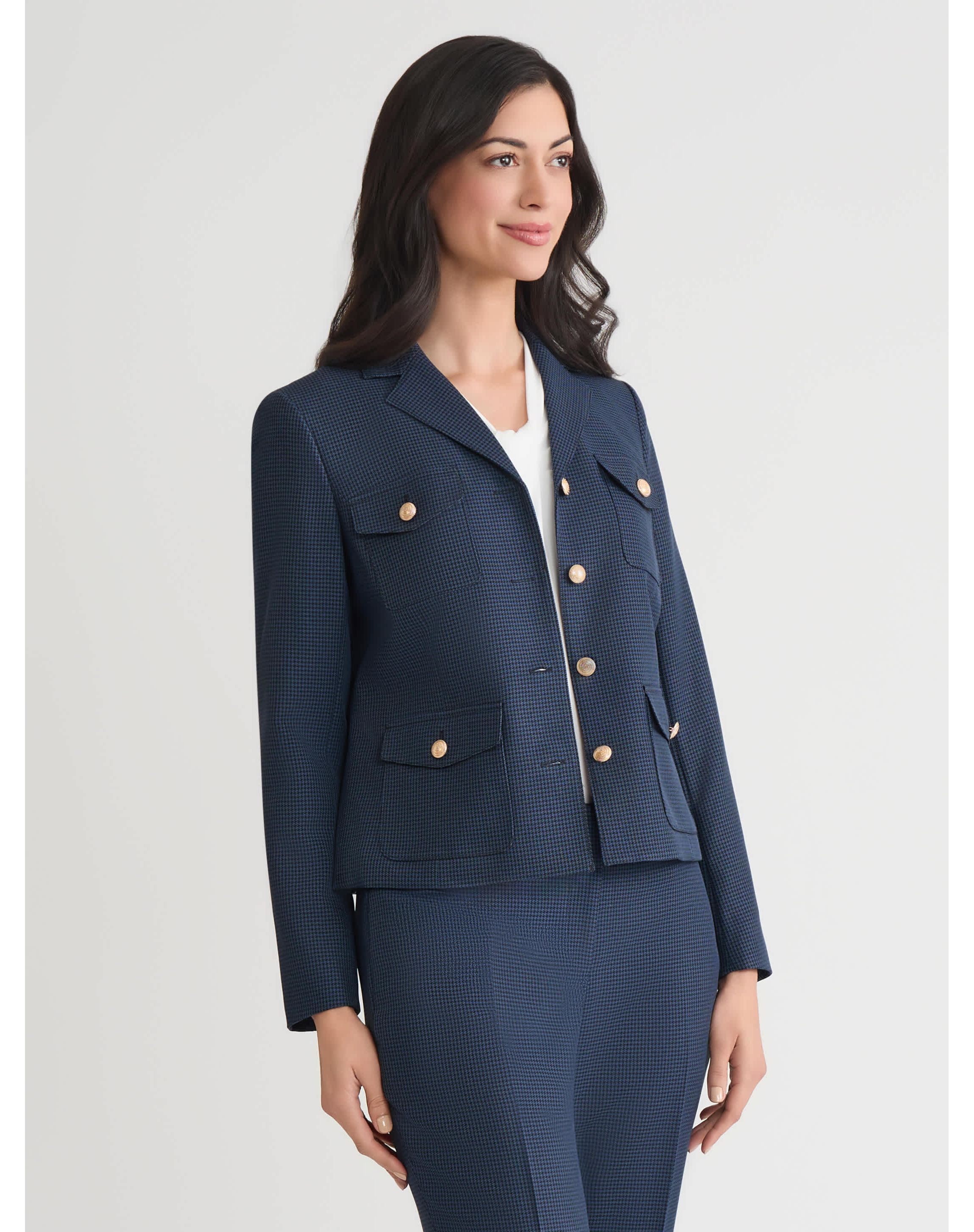 Petite Mini Check Four Pocket Jacket
