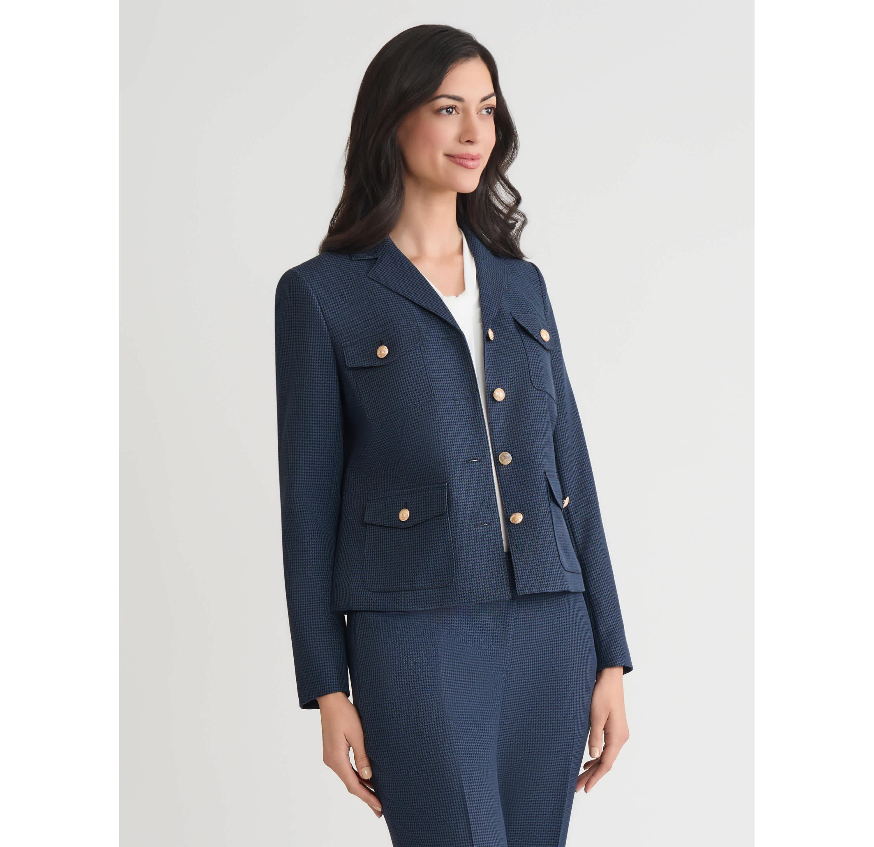 Petite Mini Check Four Pocket Jacket