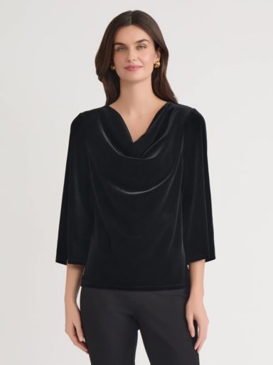Women's Velvet Bell Sleeve Cowl Neck Top