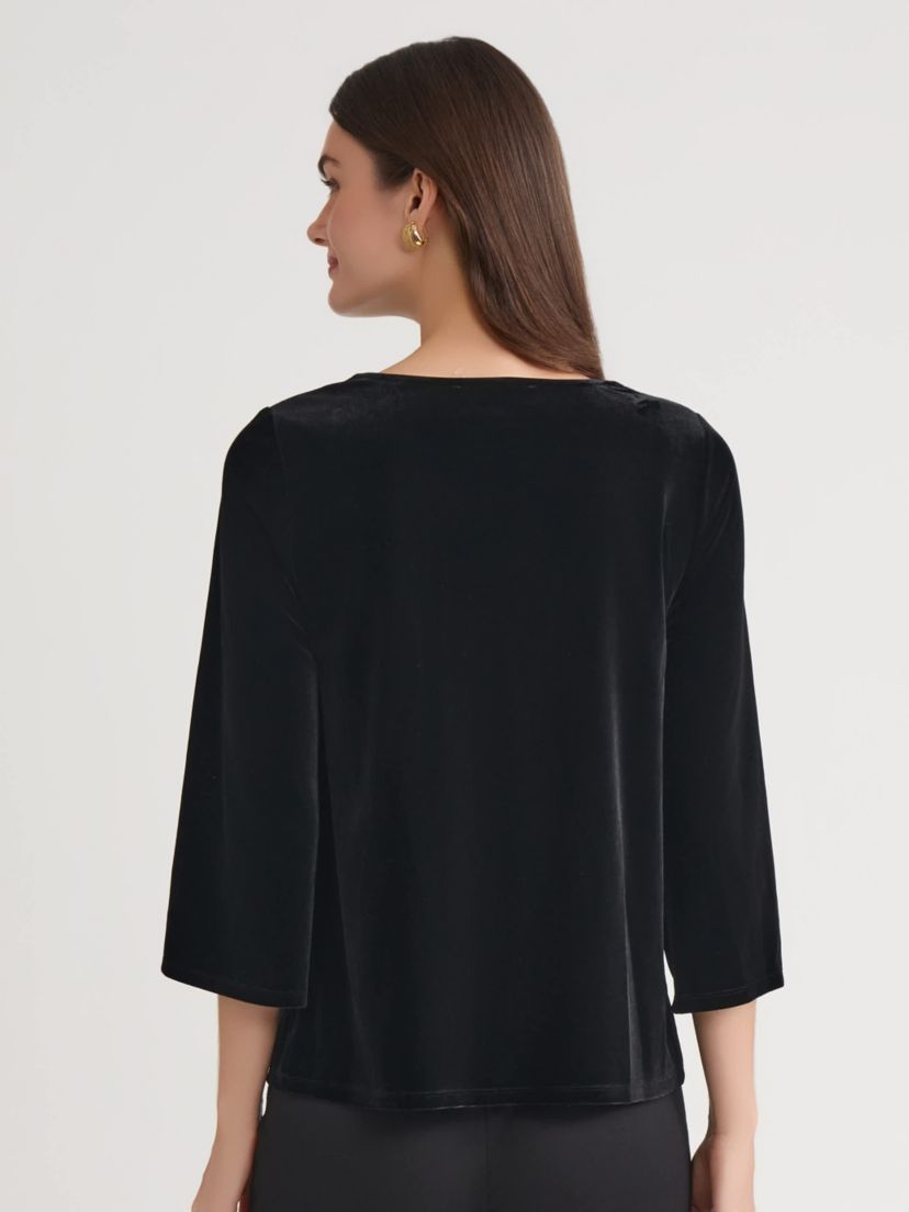 Womens Velvet Bell Sleeve Cowl Neck Top