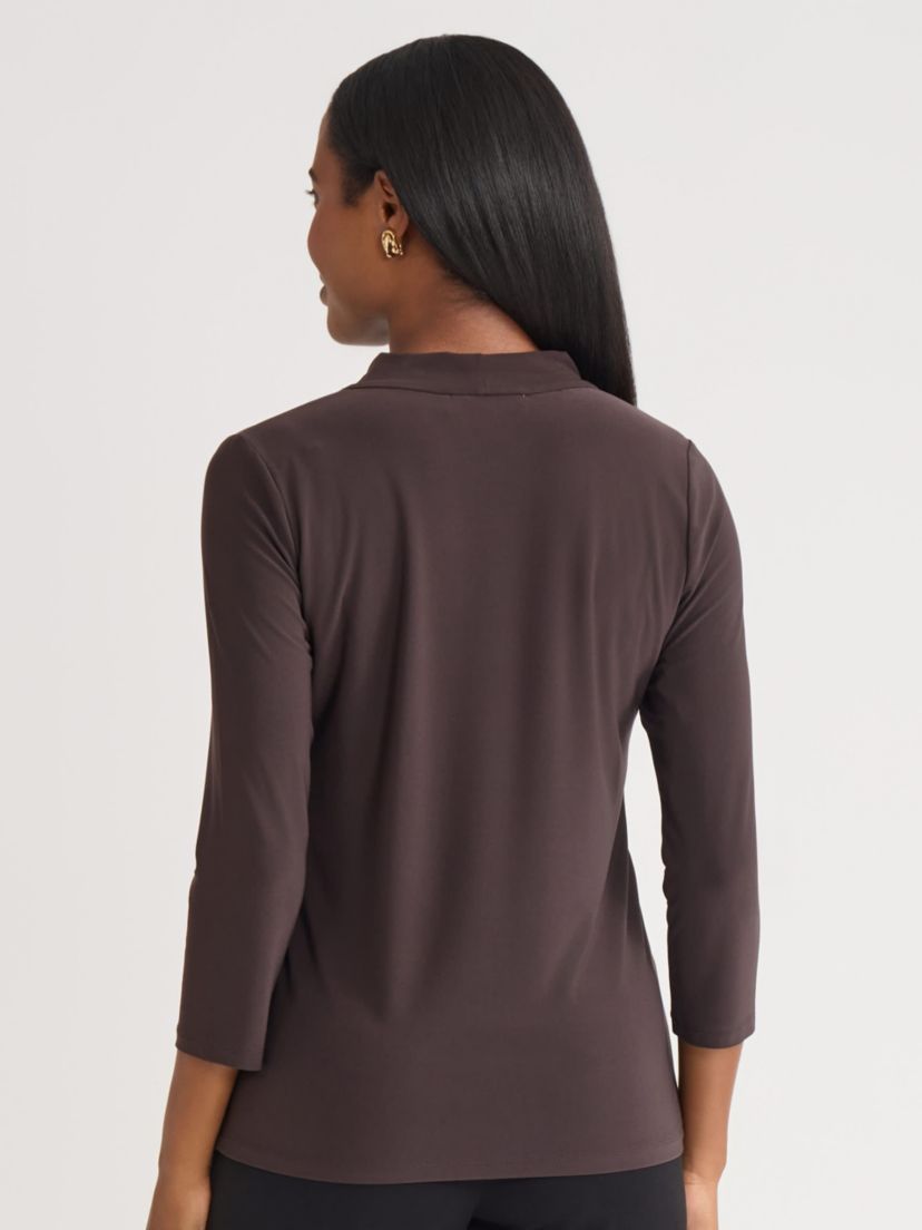 Womens Three Quarter Sleeve Tie Neck Knit Top