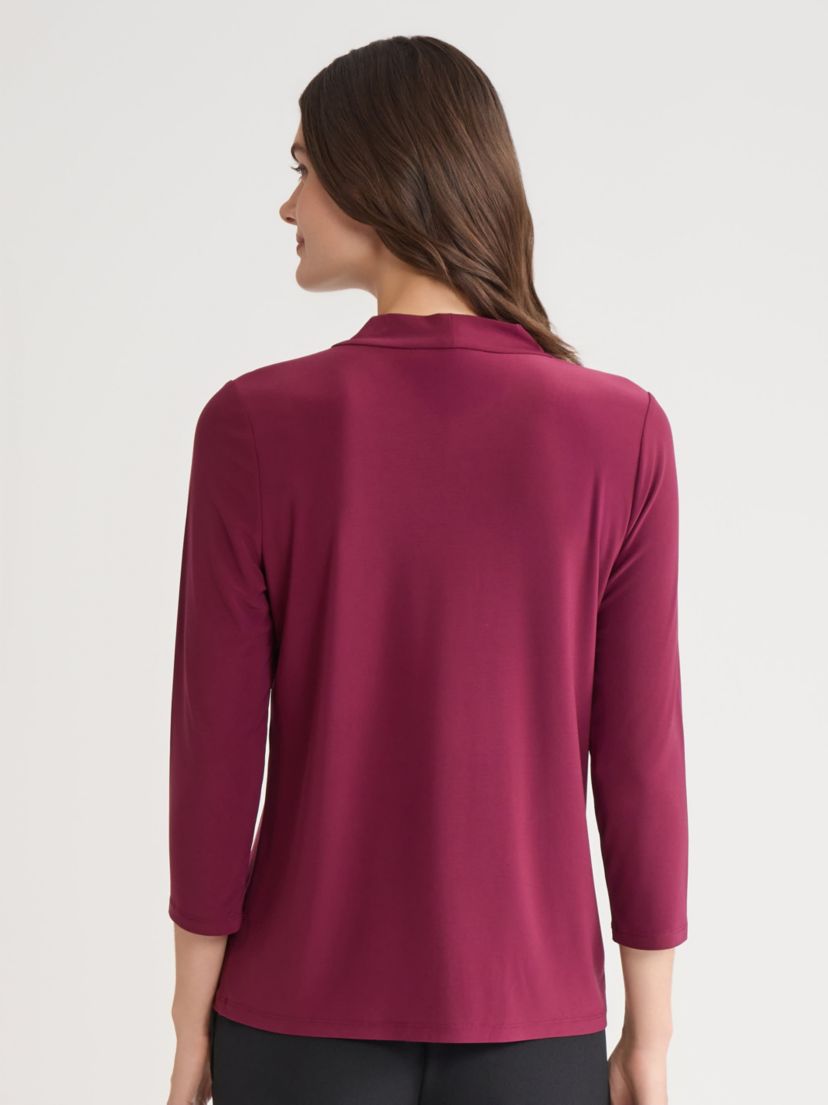 Petite Three Quarter Sleeve Tie Neck Knit Top