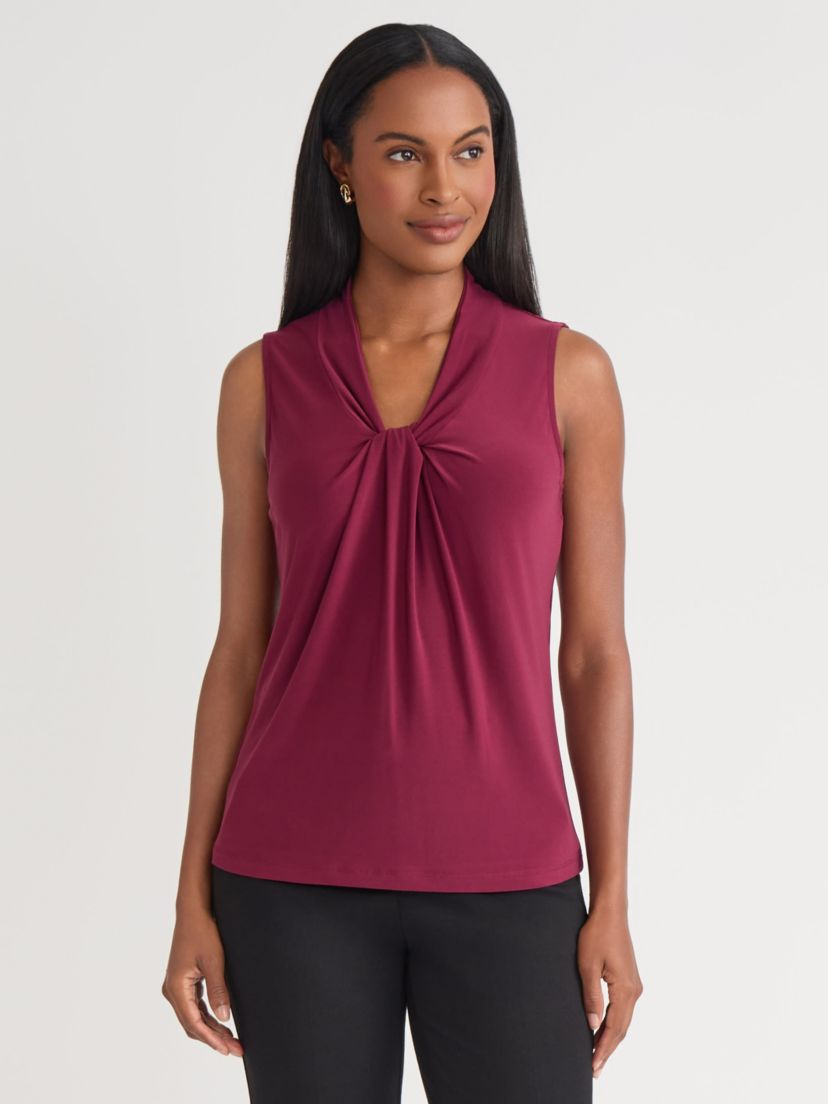 Womens Sleeveless Knot Front Knit Top