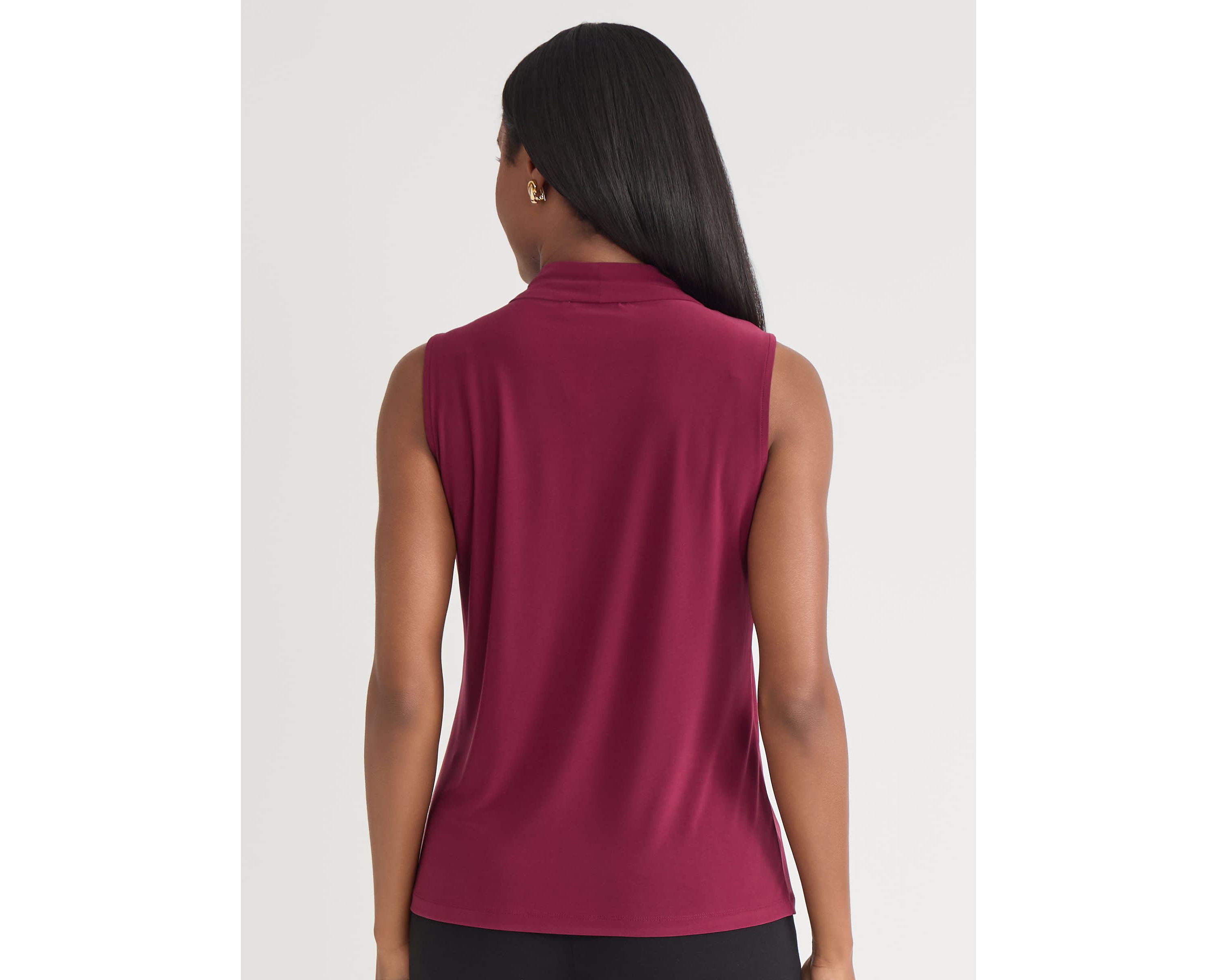 Womens Sleeveless Knot Front Knit Top