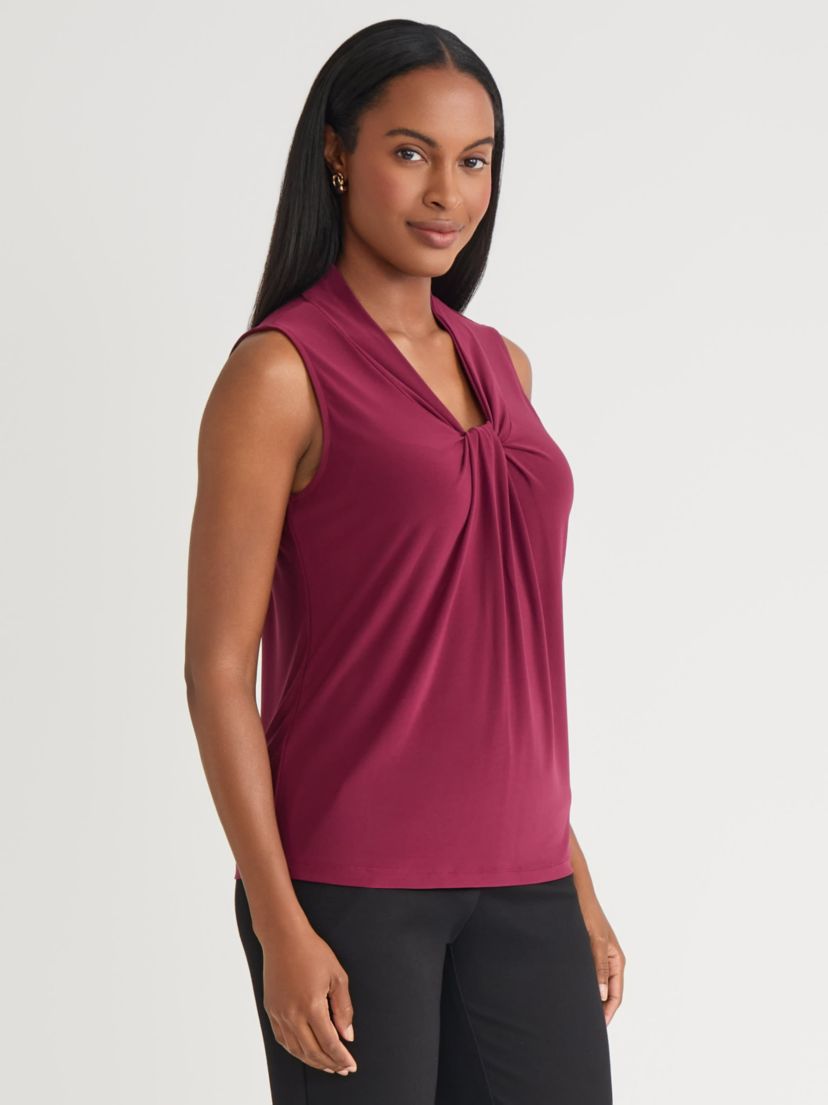 Womens Sleeveless Knot Front Knit Top