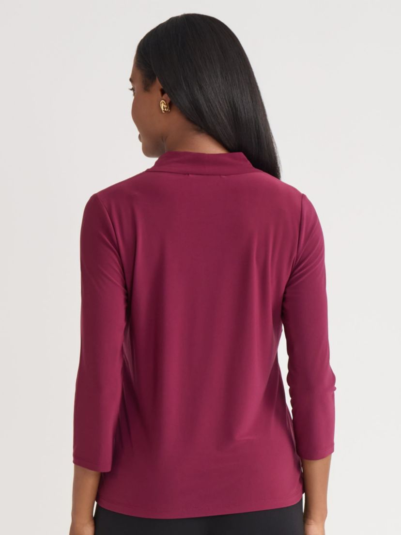 Womens Three Quarter Sleeve Knot Front Knit Top