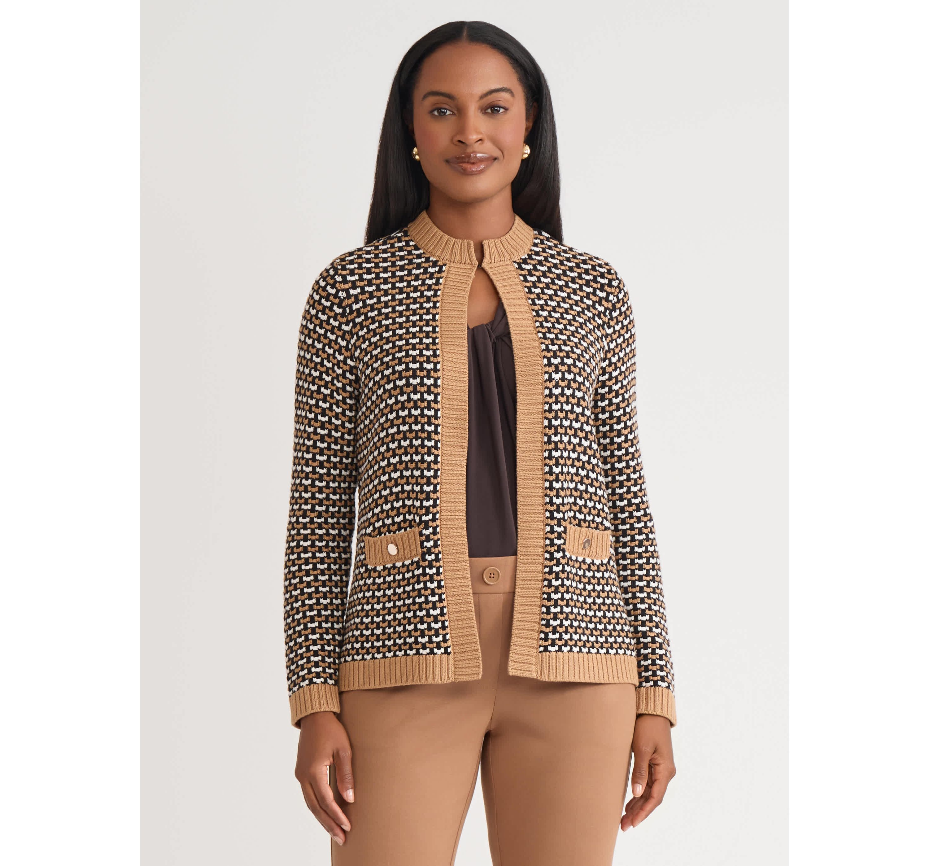 Womens Textured Stitch Cardigan