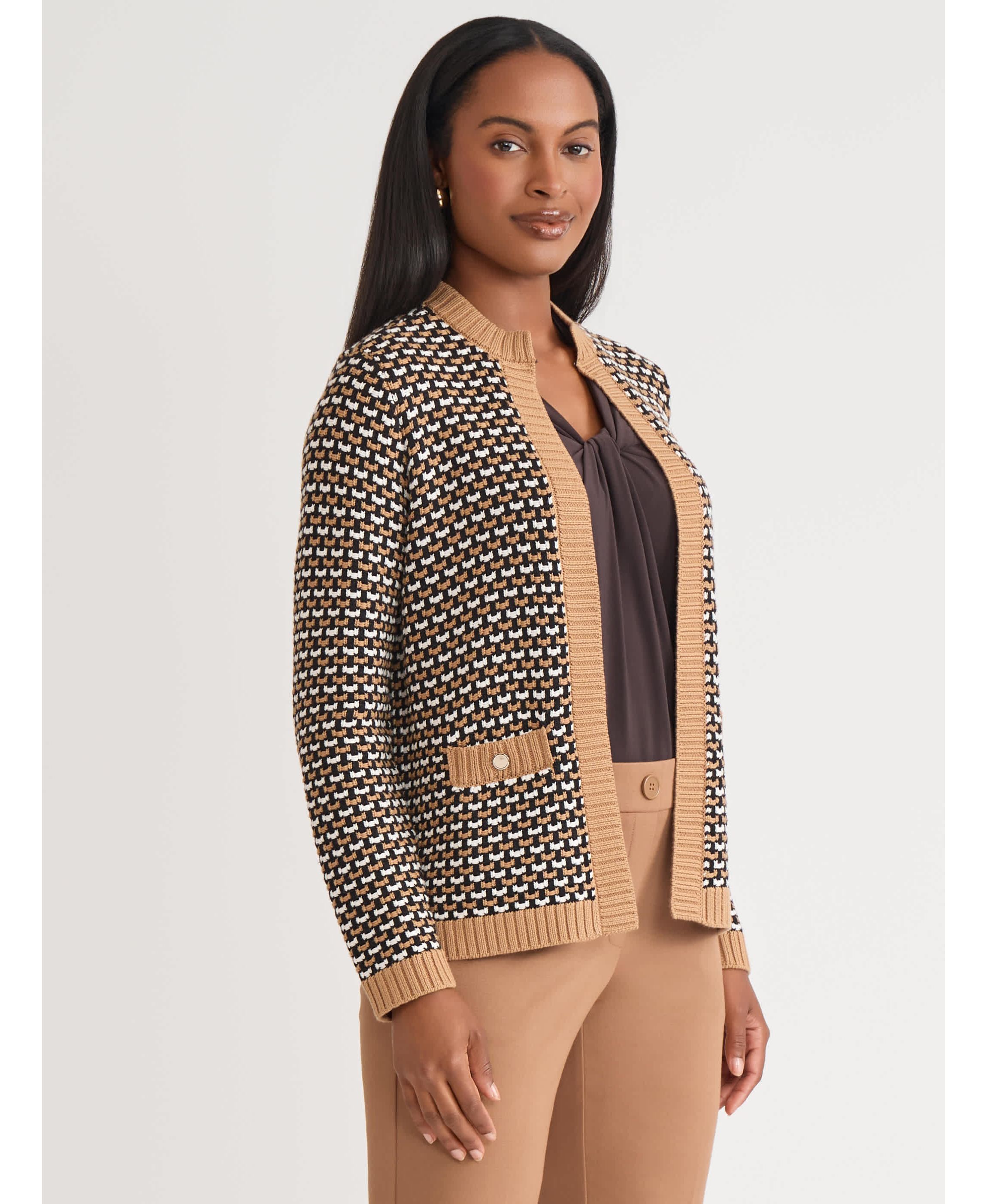 Womens Textured Stitch Cardigan
