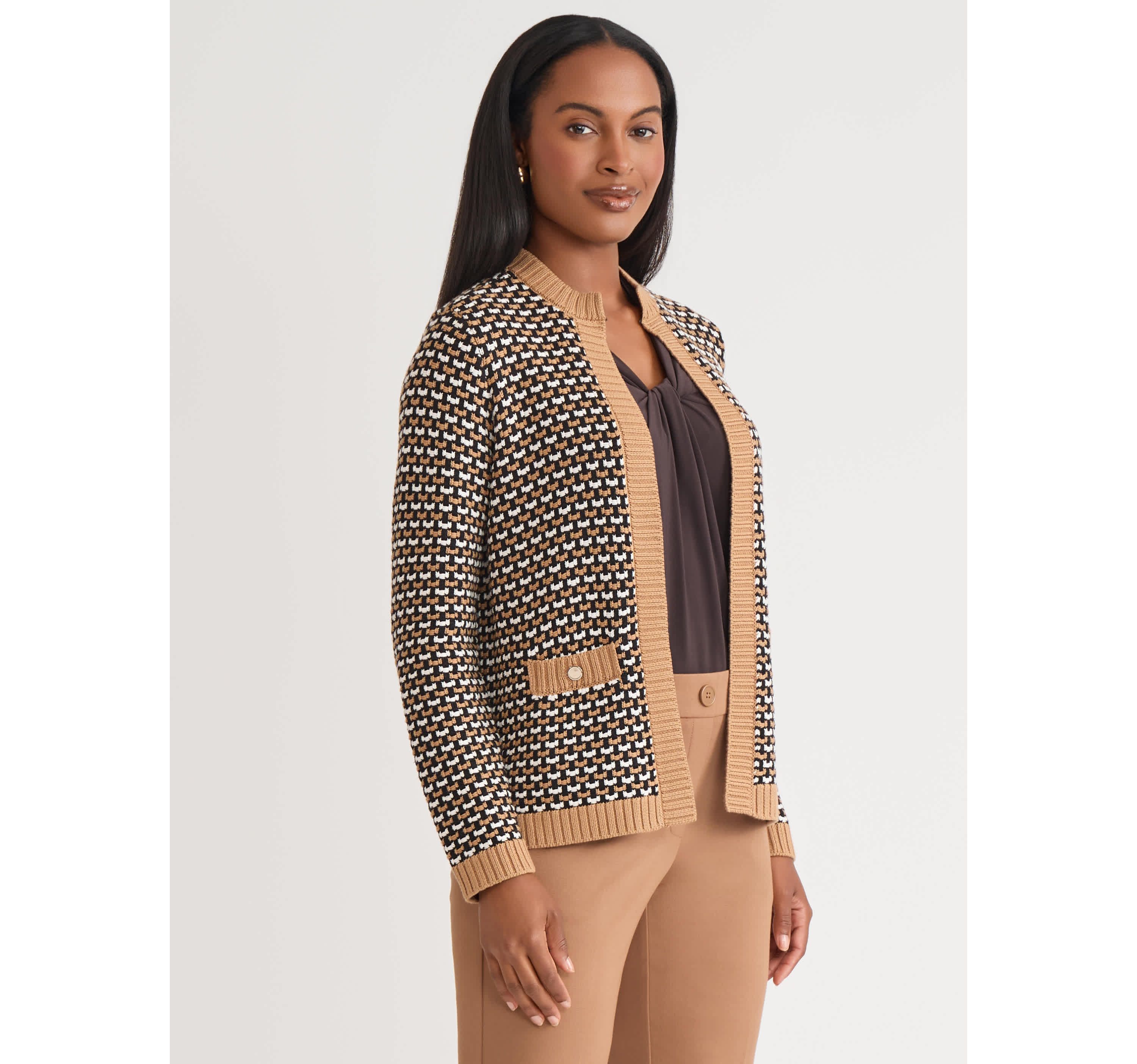 Womens Textured Stitch Cardigan