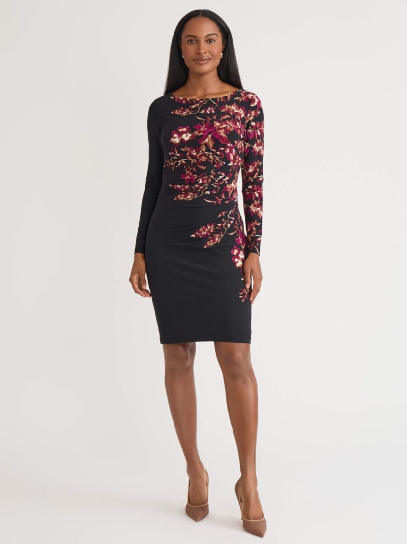 Womens Floral Border Knit Dress