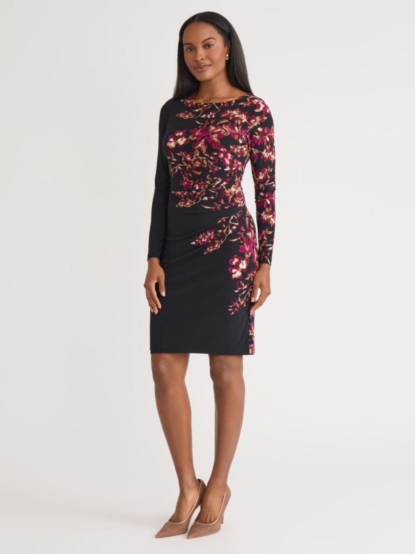 Womens Floral Border Knit Dress