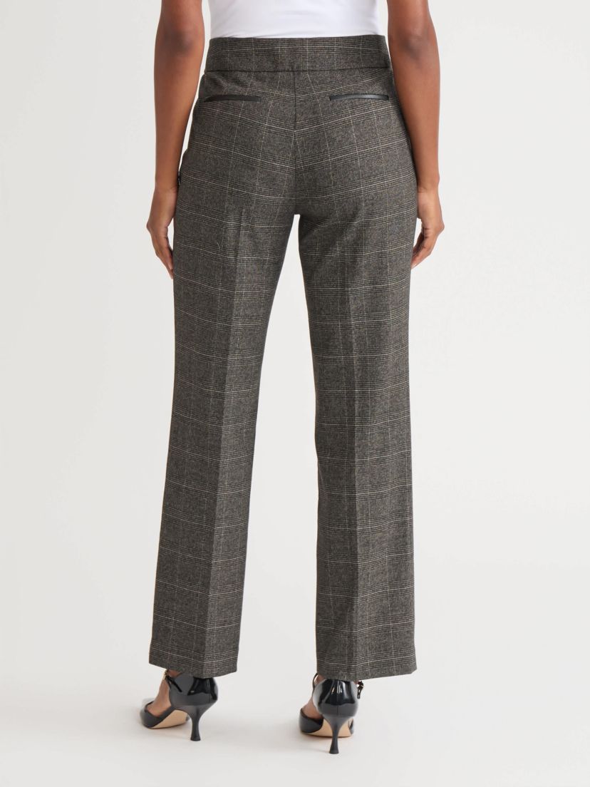 Womens Plaid L-Pocket Pant with Leather Trim