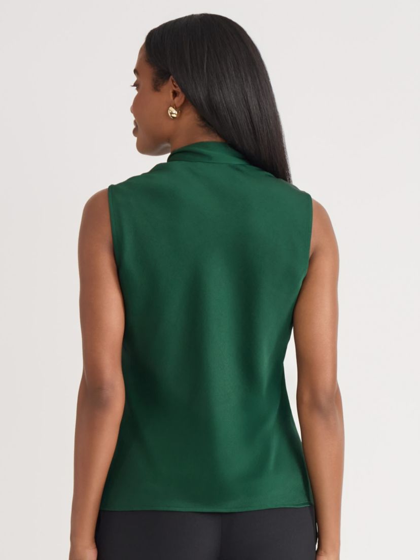 Petite Satin Sleeveless Tie Front Blouse
