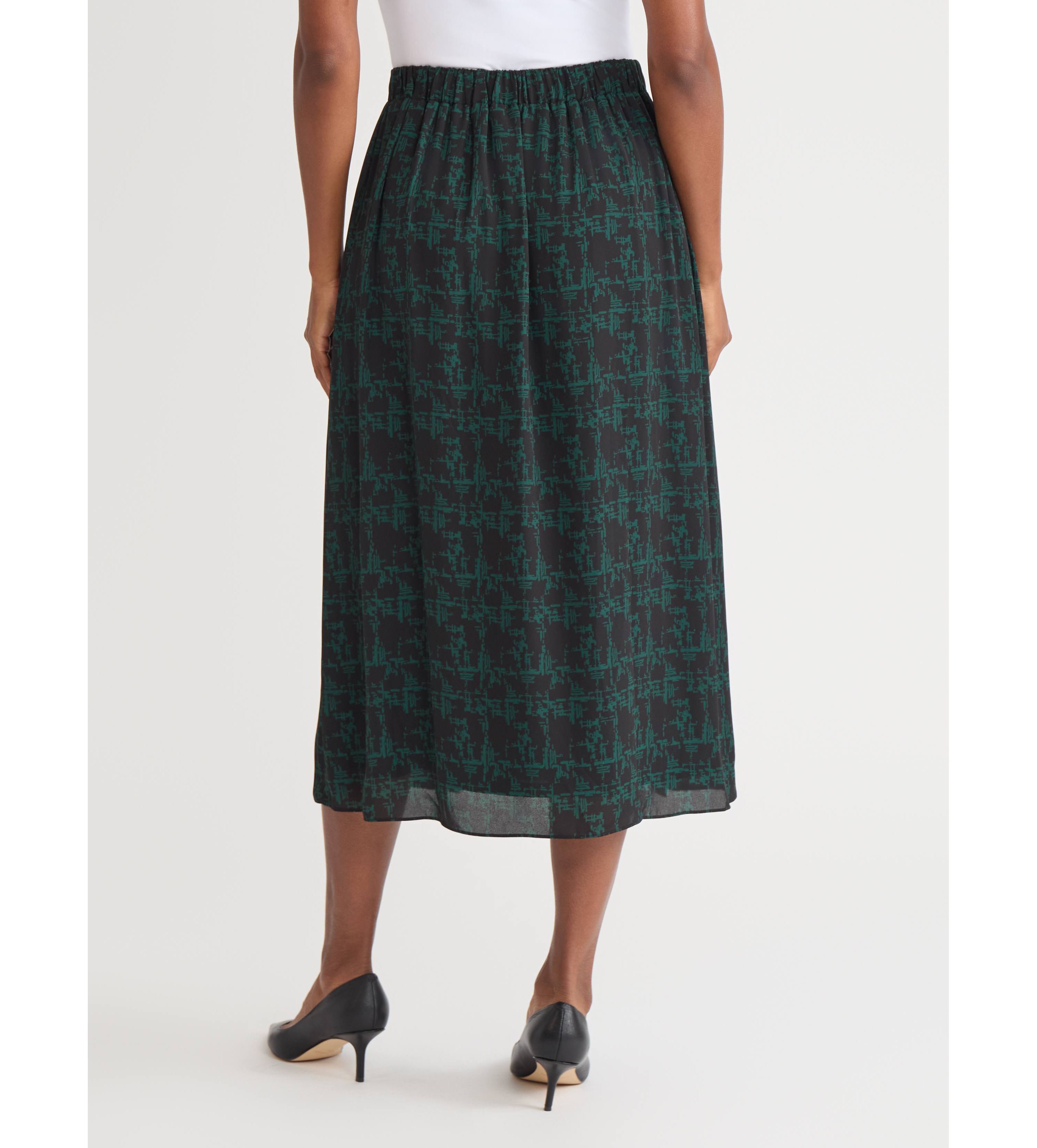 Petite Texture Print Pull On Pleated Skirt