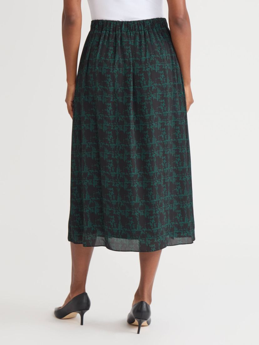 Petite Texture Print Pull On Pleated Skirt