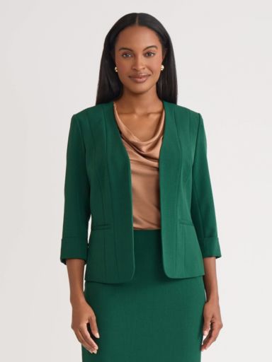 Women's Stretch Crepe Seamed Cardigan Jacket