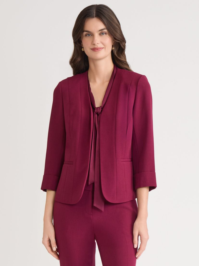 Womens Stretch Crepe Seamed Cardigan Jacket