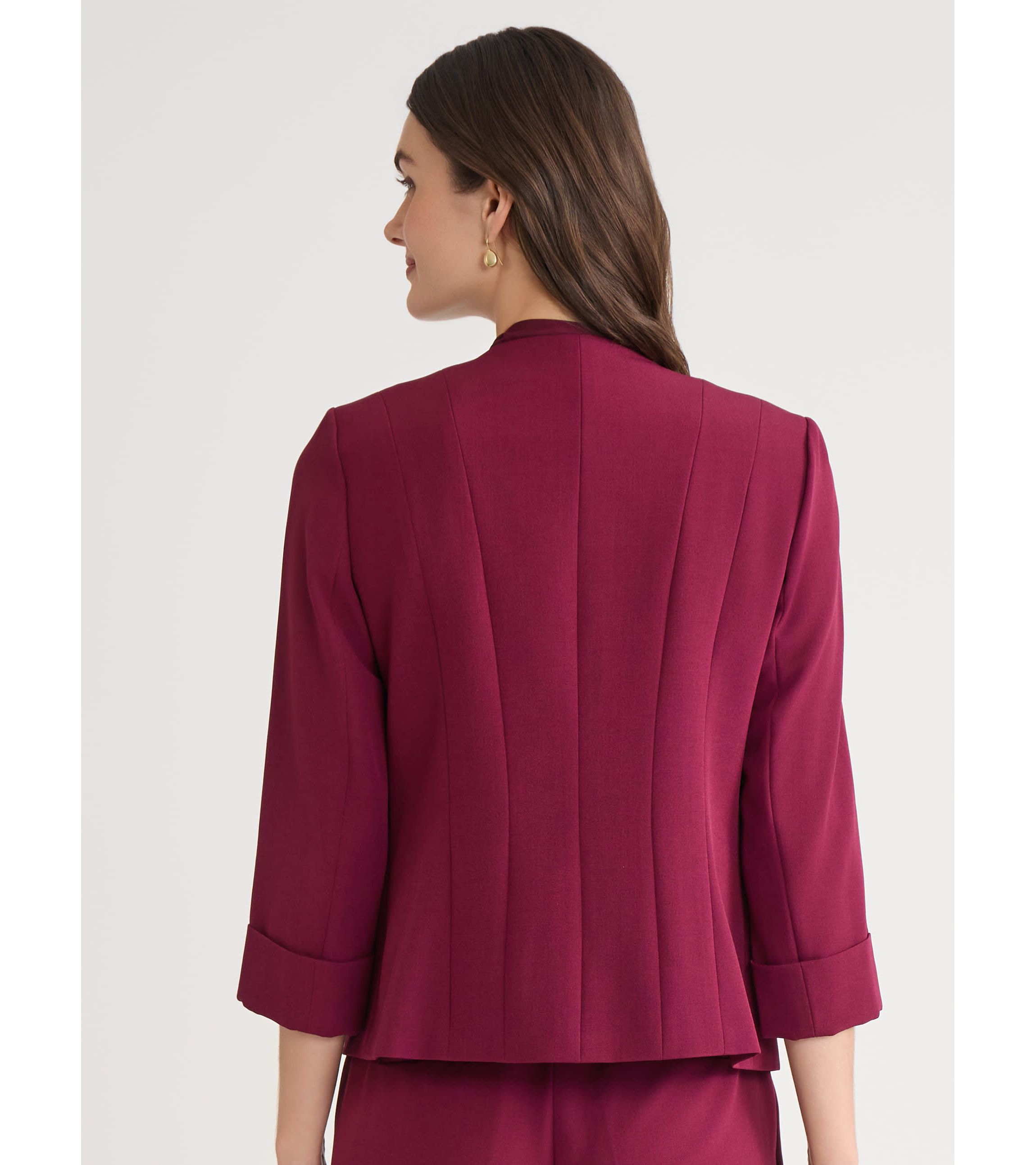 Petite Stretch Crepe Seamed Cardigan Jacket