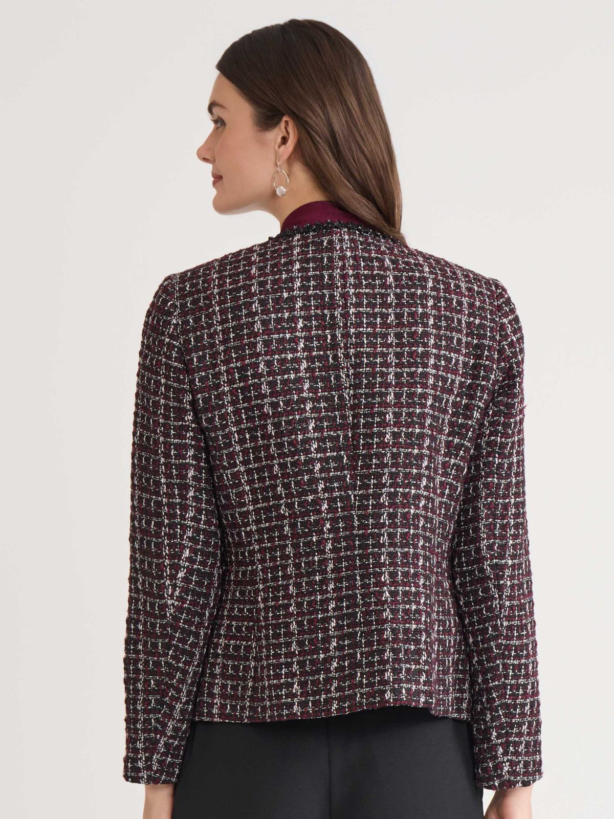 Petite Tweed Open Front Framed Jacket