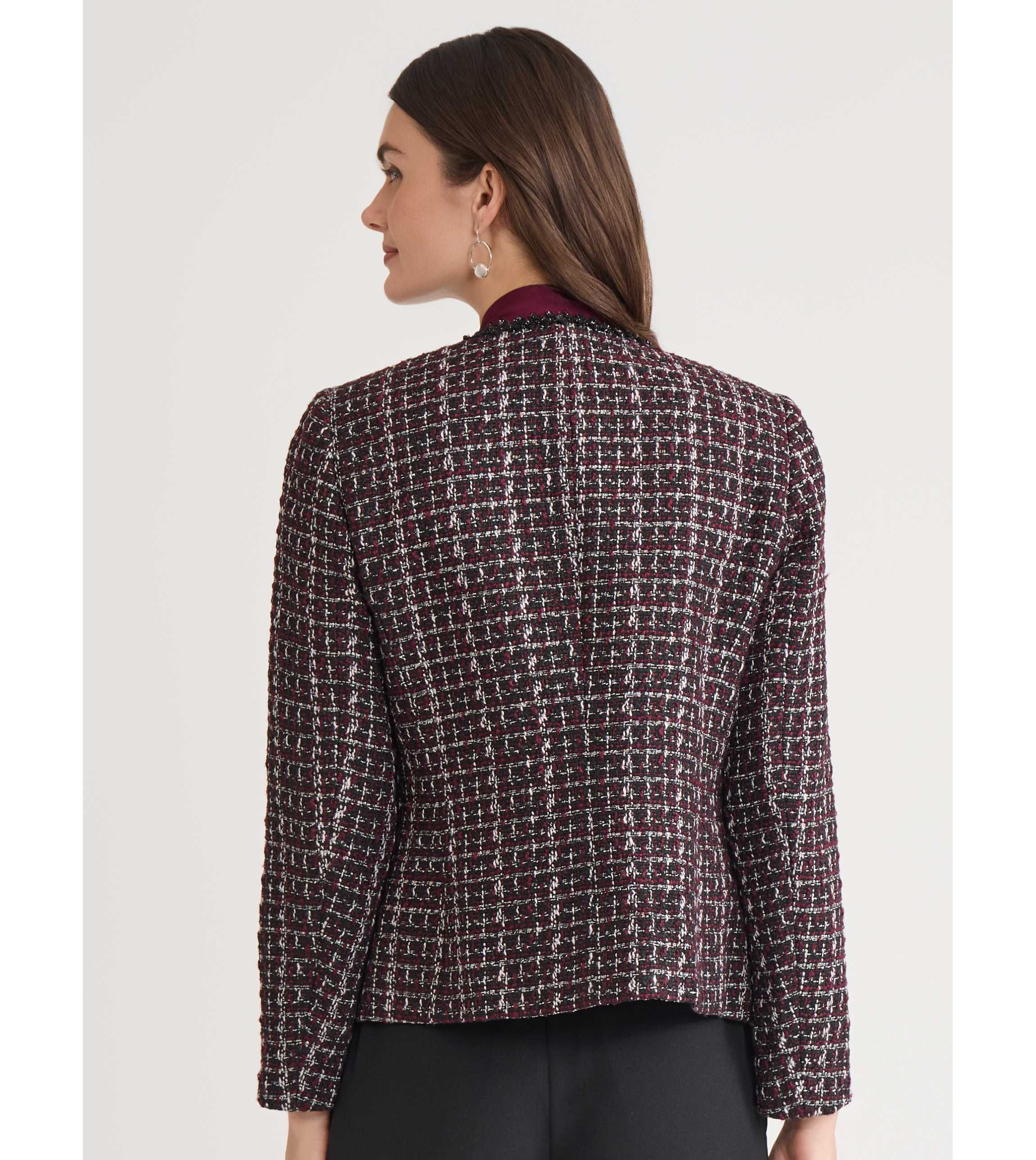 Petite Tweed Open Front Framed Jacket