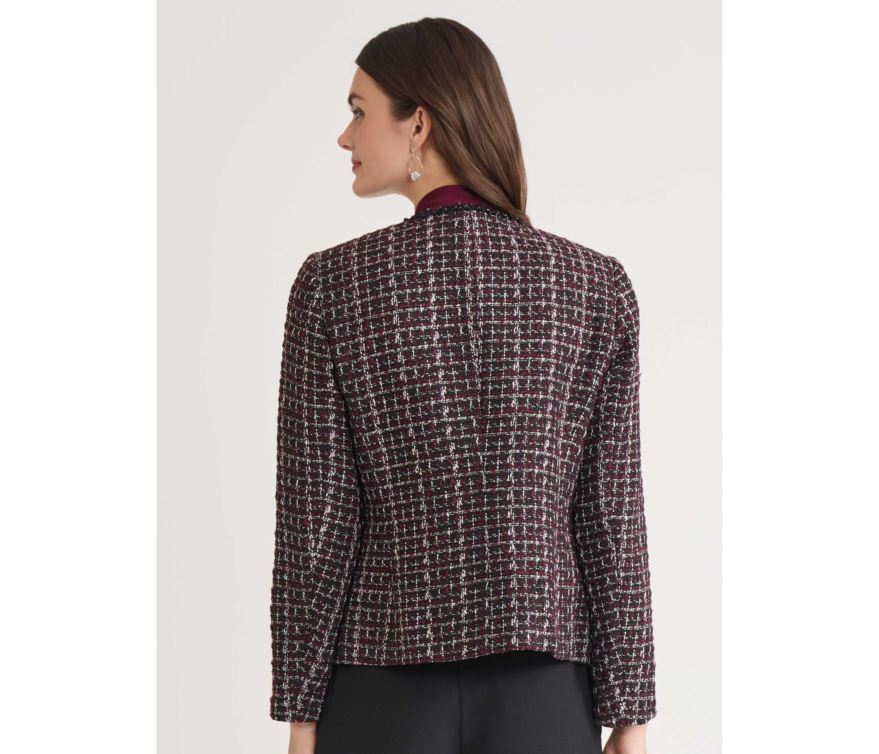 Petite Tweed Open Front Framed Jacket