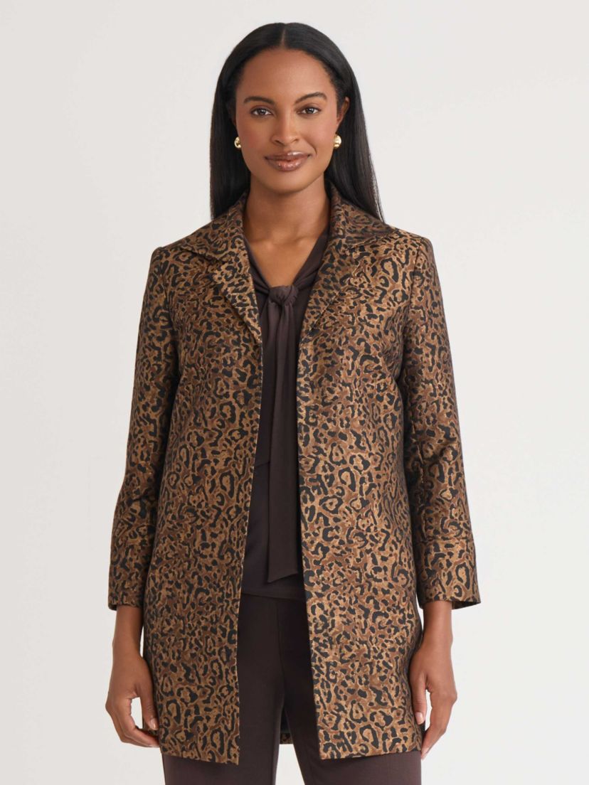 Womens Leopard Jacquard Open Topper